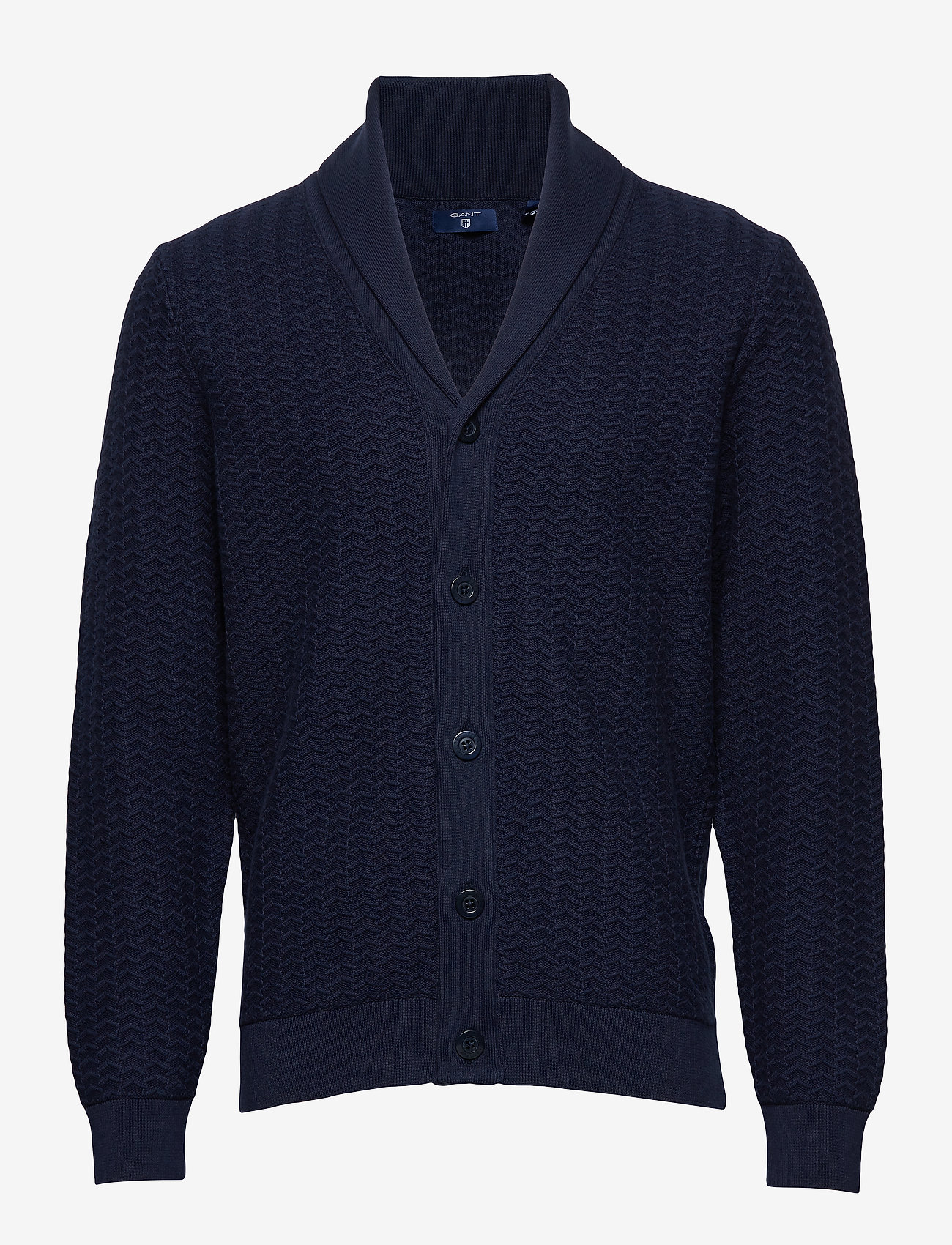 GANT - O2. HERRINGBONE TEXTURE CARDIGAN - marine - 0
