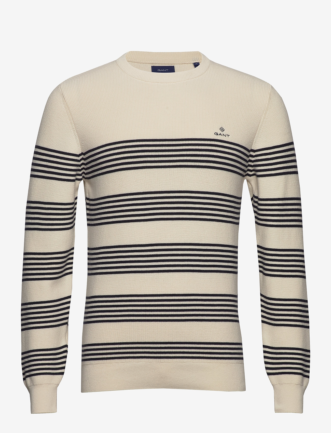 GANT - D1. STRIPED RIBBED C-NECK - cream - 0
