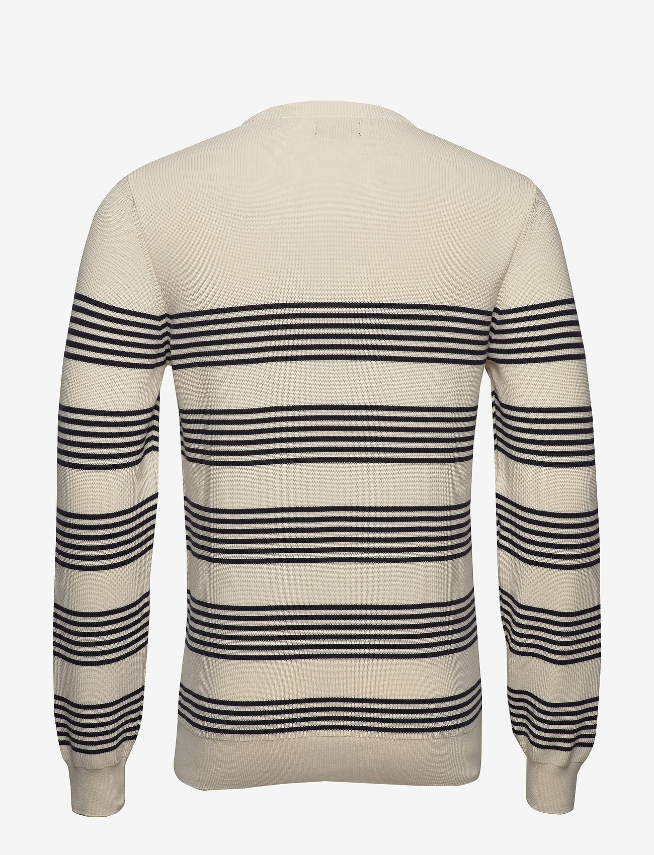 GANT - D1. STRIPED RIBBED C-NECK - cream - 1