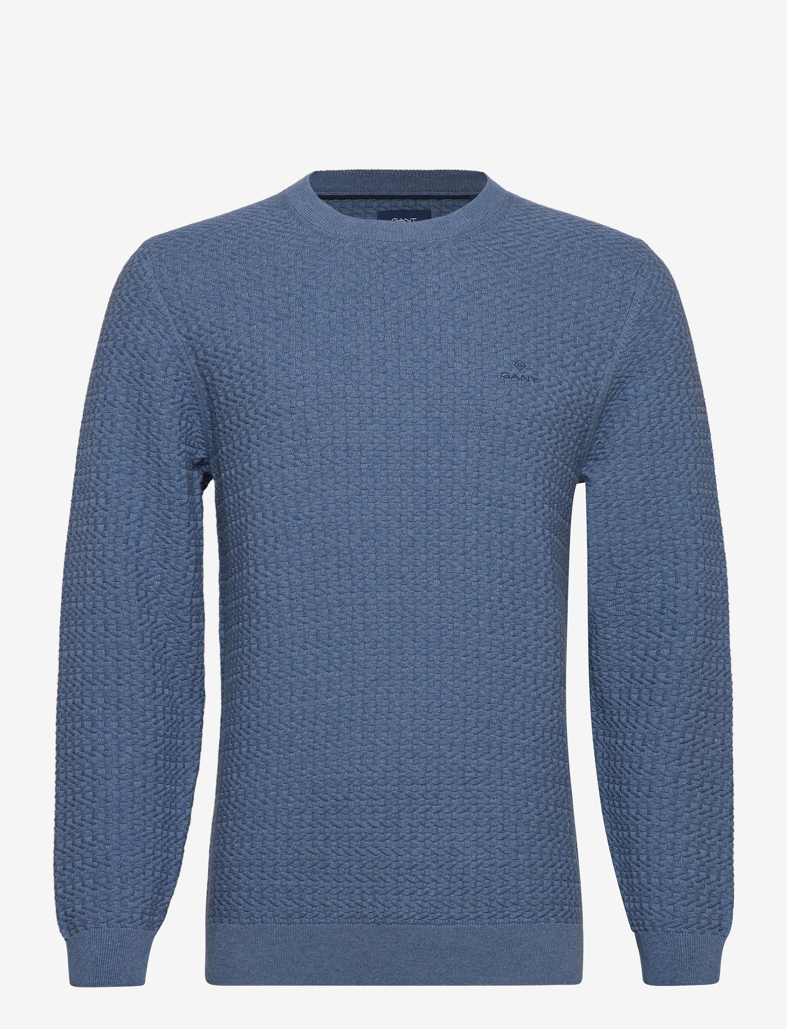 GANT - D1. COTTON TEXTURE CREW - denim blue mel - 0