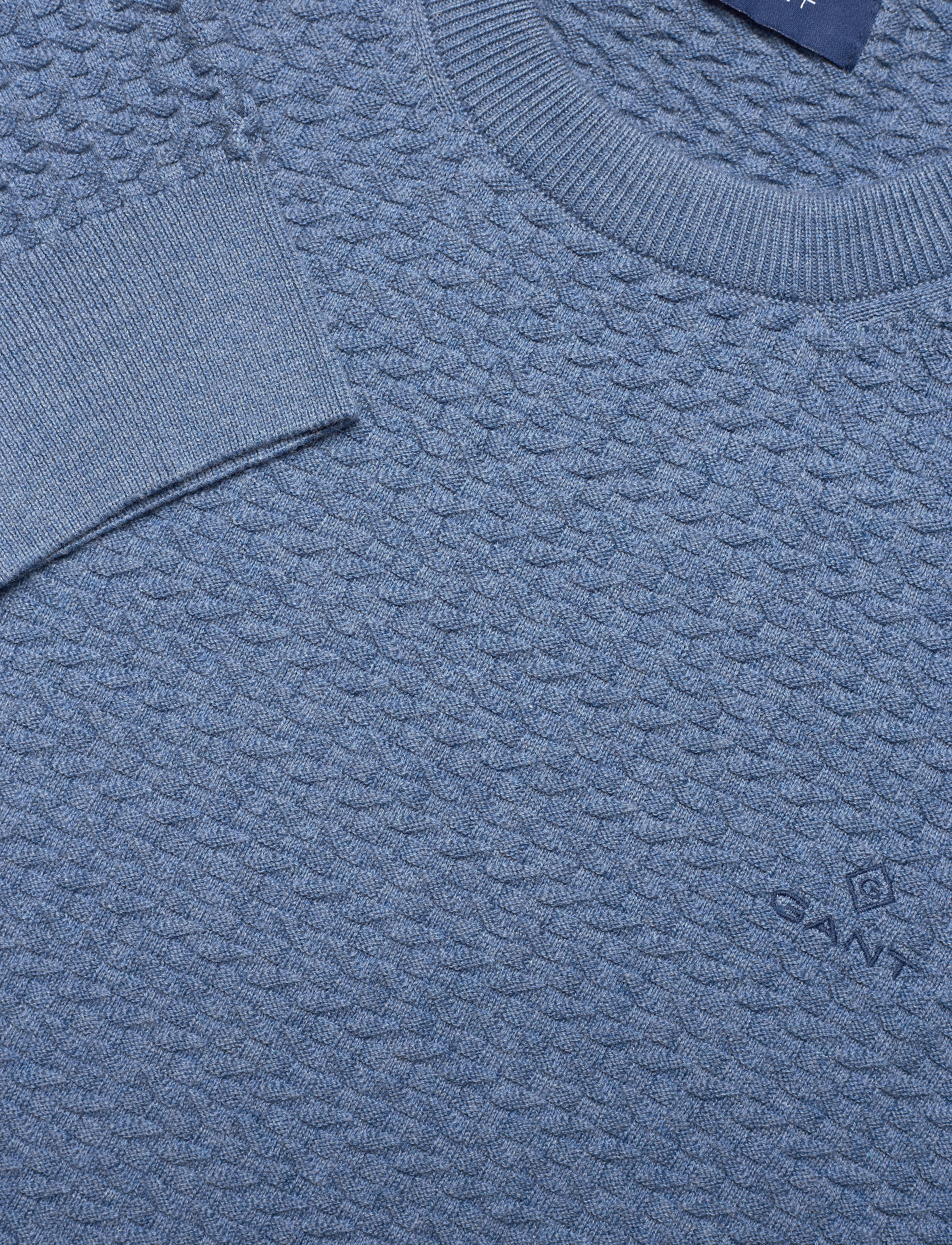 GANT - D1. COTTON TEXTURE CREW - denim blue mel - 2