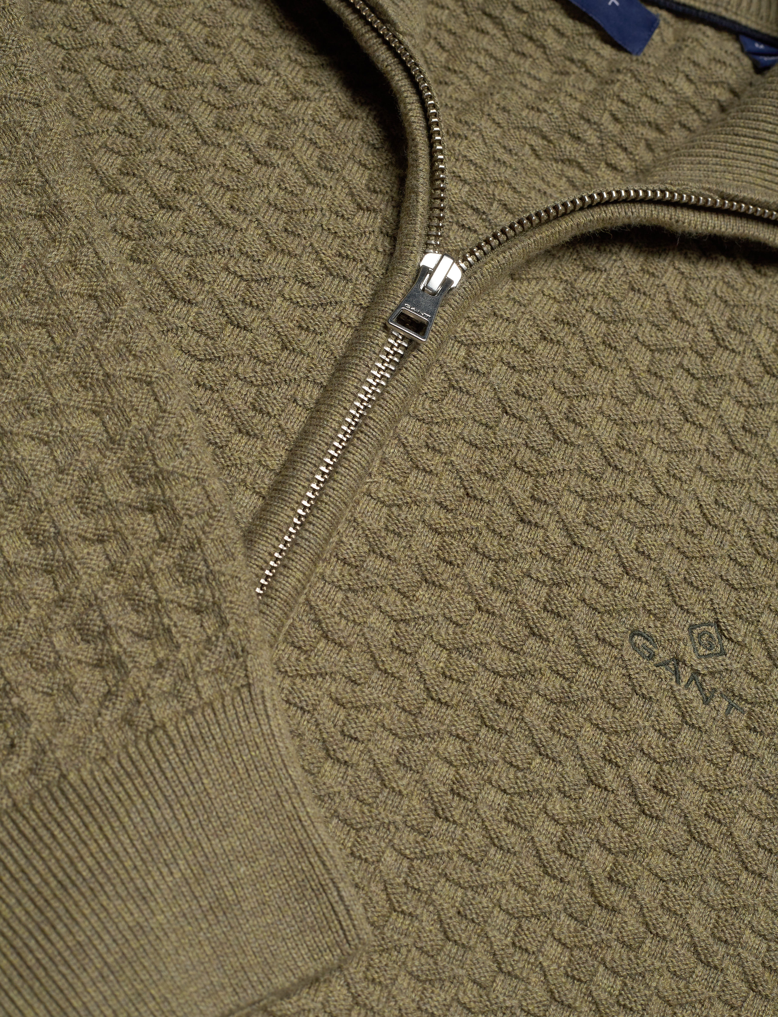 GANT - D1. COTTON TEXTURE FULLZIP - olive melange - 2