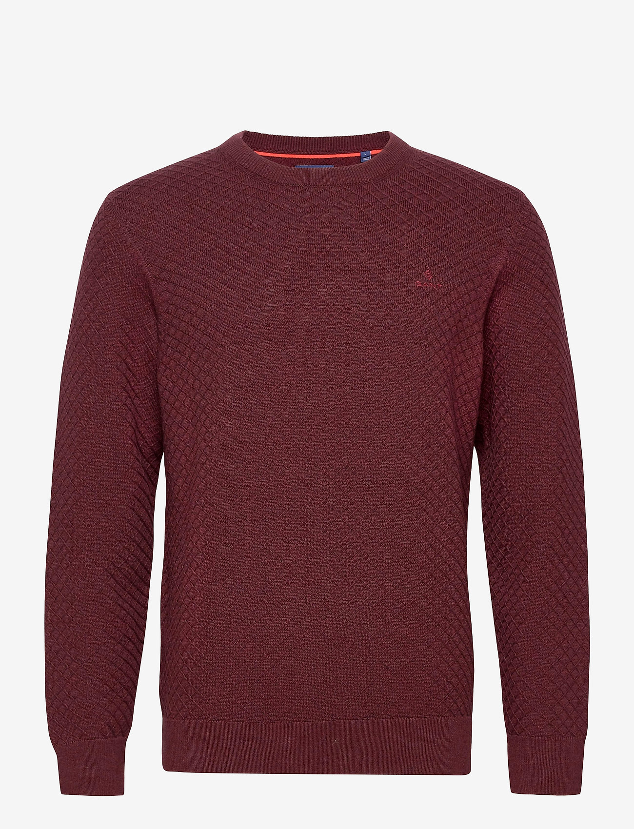 D1. COTTON TEXTURE CREW - DK. BURGUNDY MEL