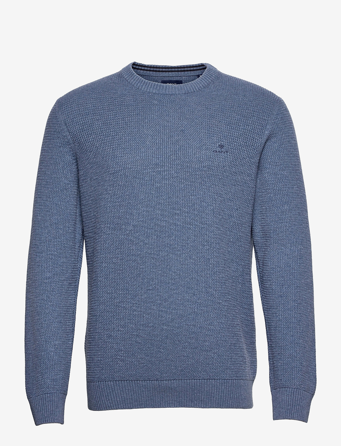 GANT - D2. COTTON STRUCTURE C-NECK - denim blue mel - 0