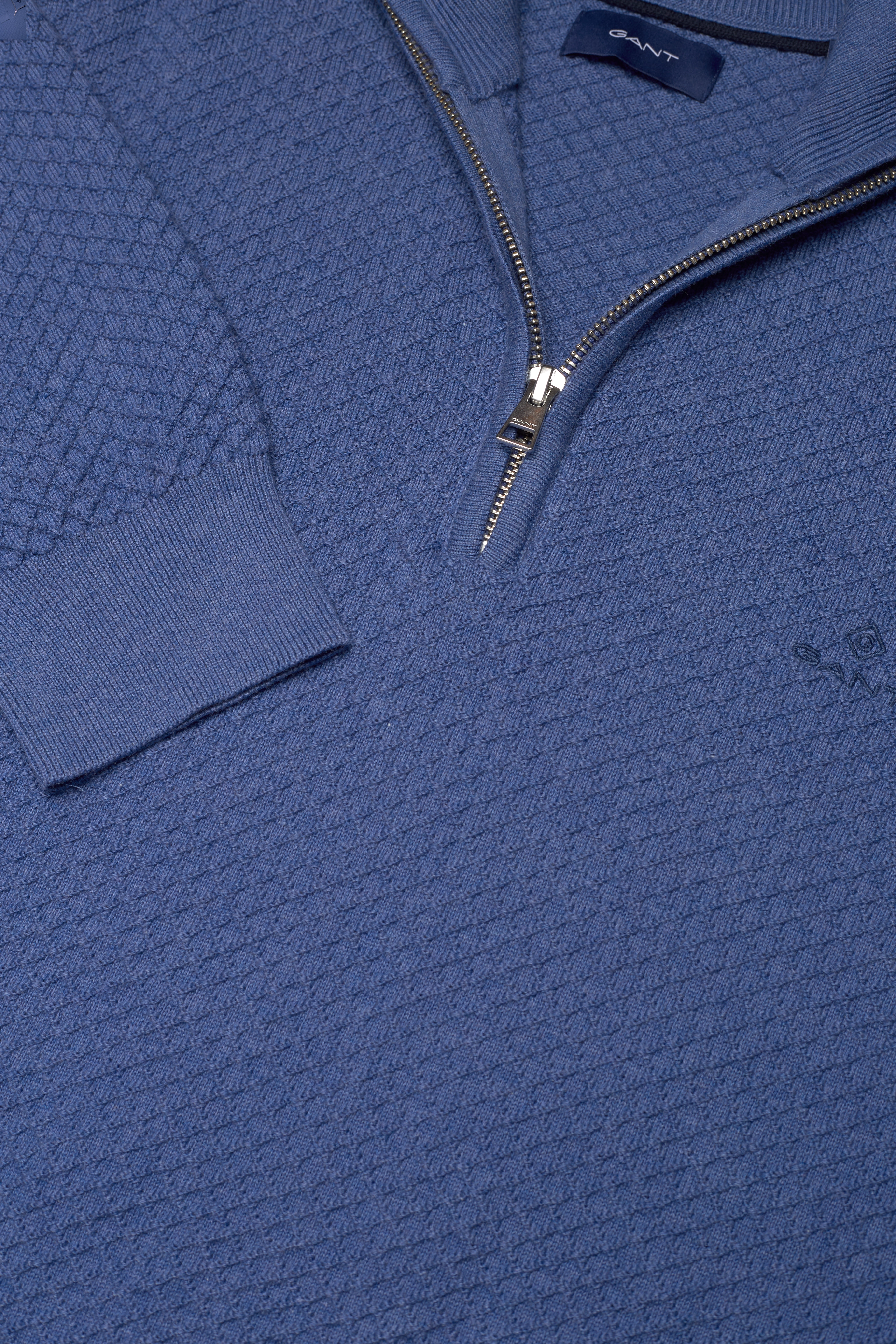 GANT - D1. COTTON TEXTURE HALFZIP - atlantic blue melange - 2