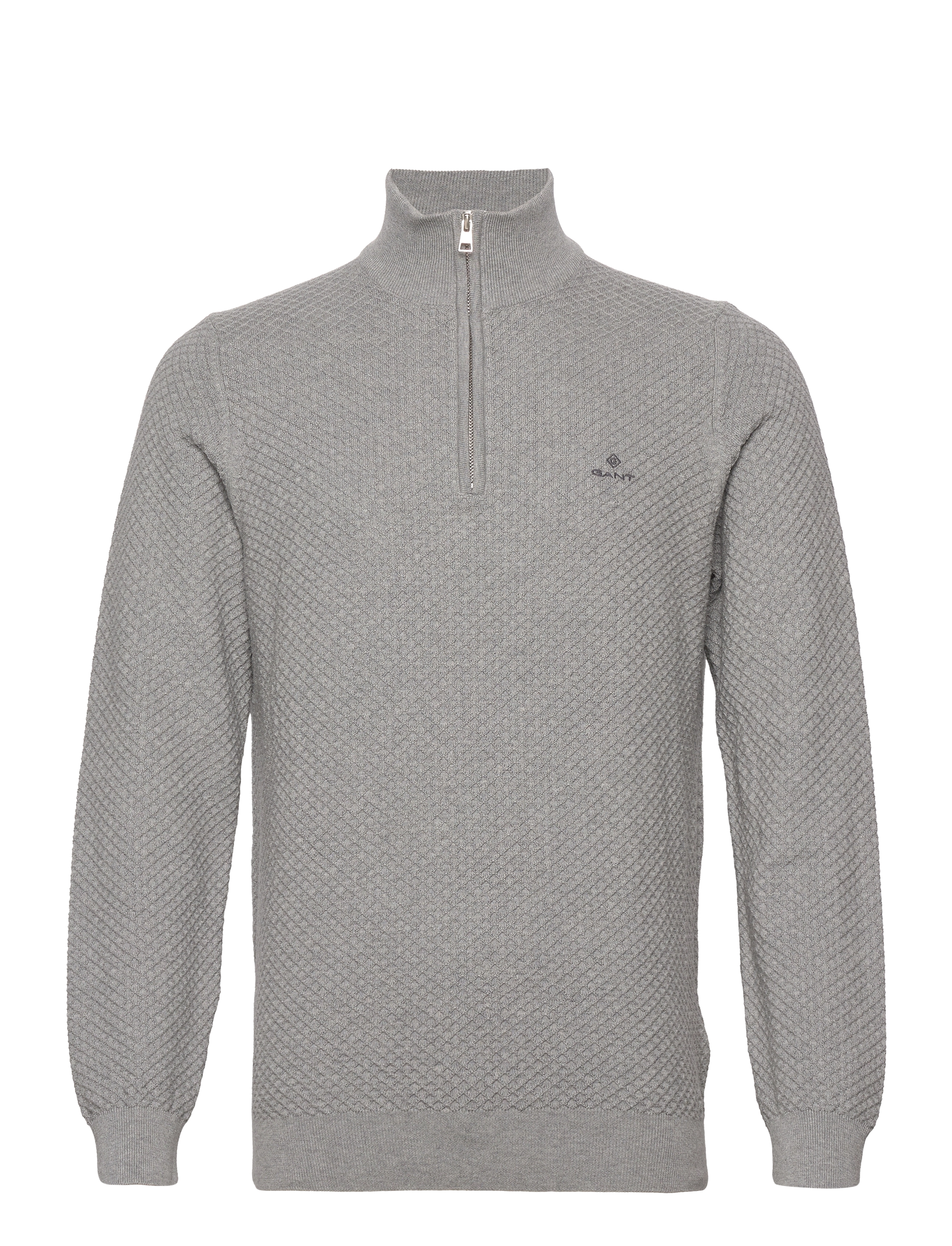 D1. COTTON TEXTURE HALFZIP - GREY MELANGE