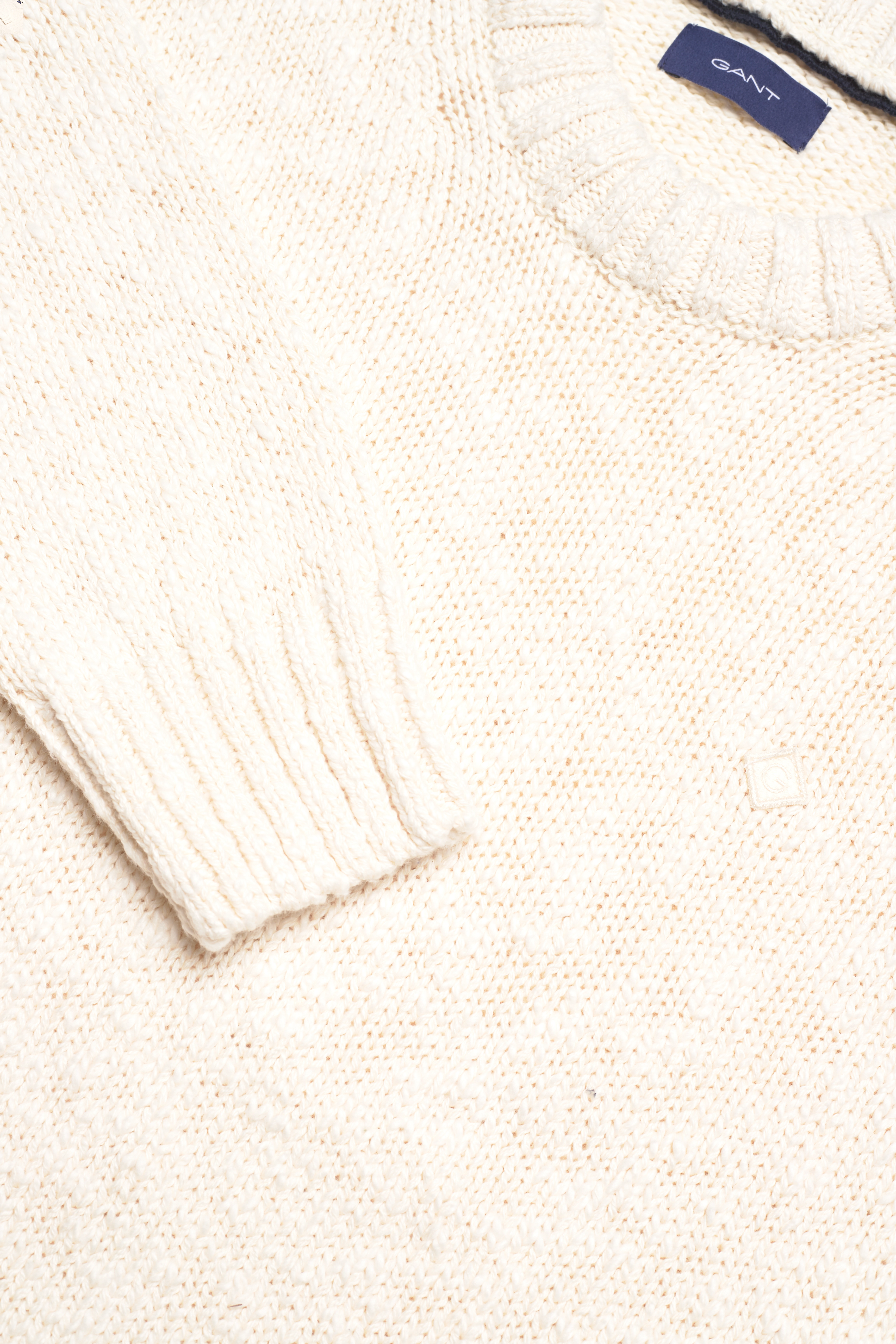 GANT - D2. RELAXED COTTON SLUB C-NECK - cream - 3