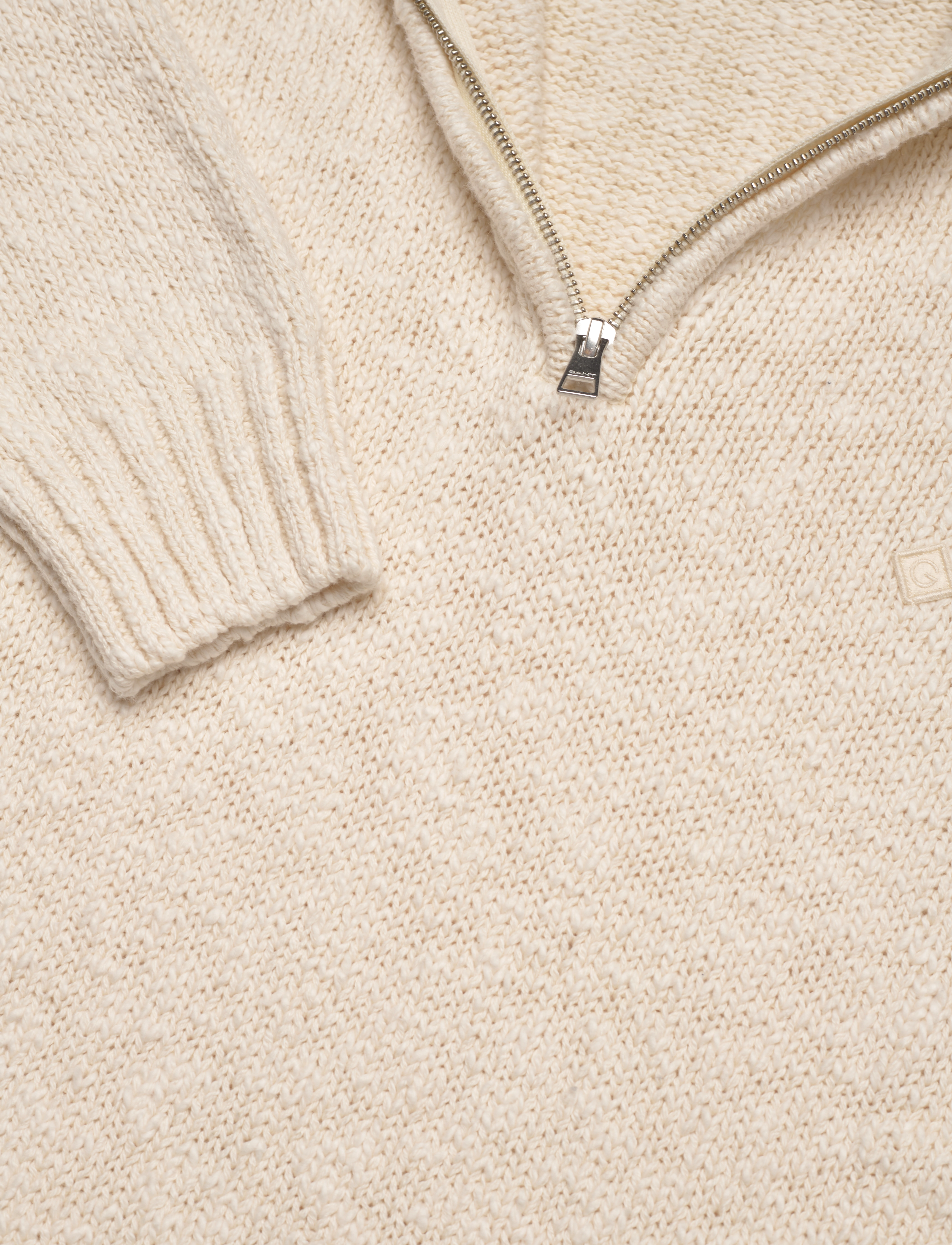 GANT - D2. RELAXED COTTON SLUB HALFZIP - cream - 2