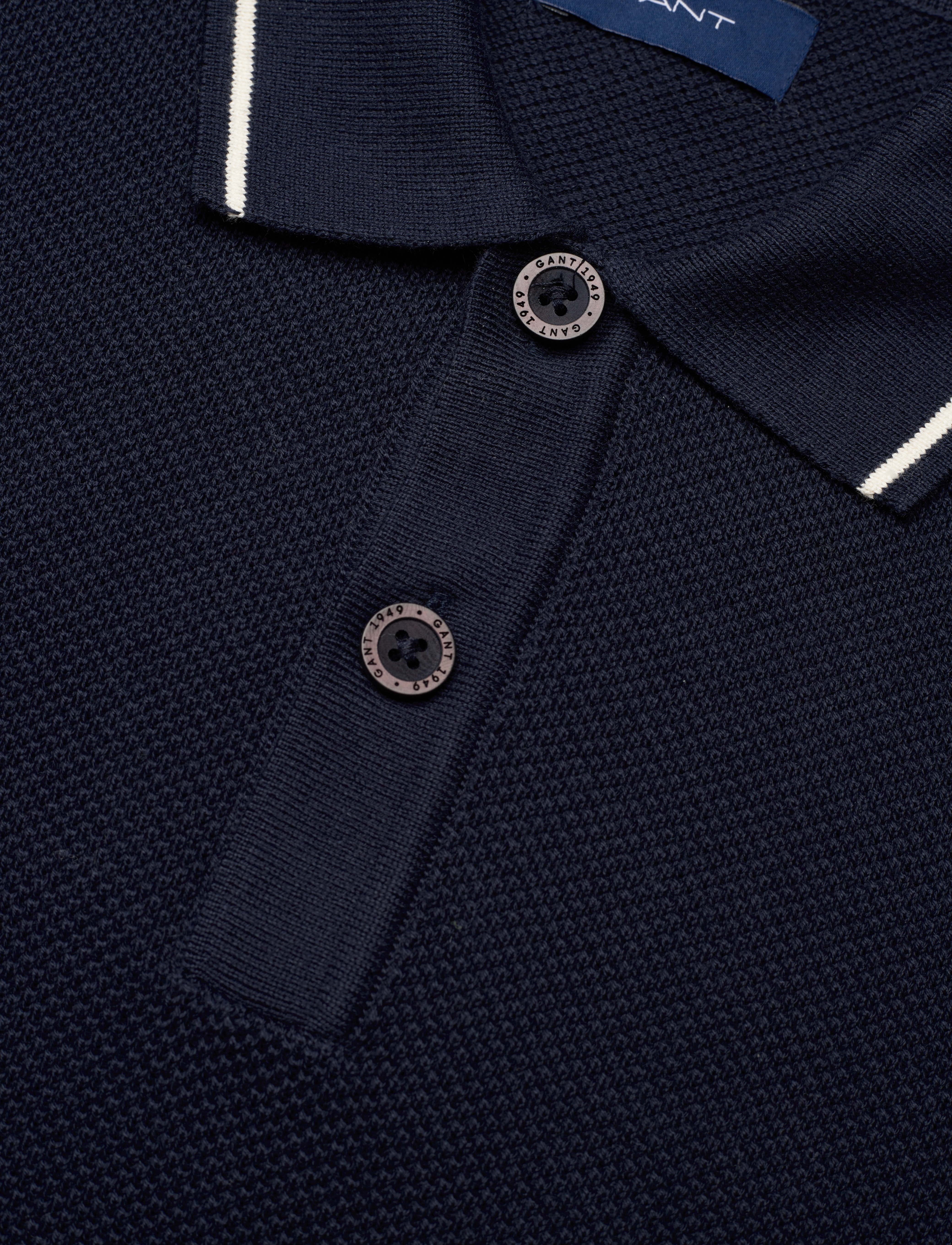 GANT - D1. SS PIQUE TEXTURE POLO - evening blue - 2