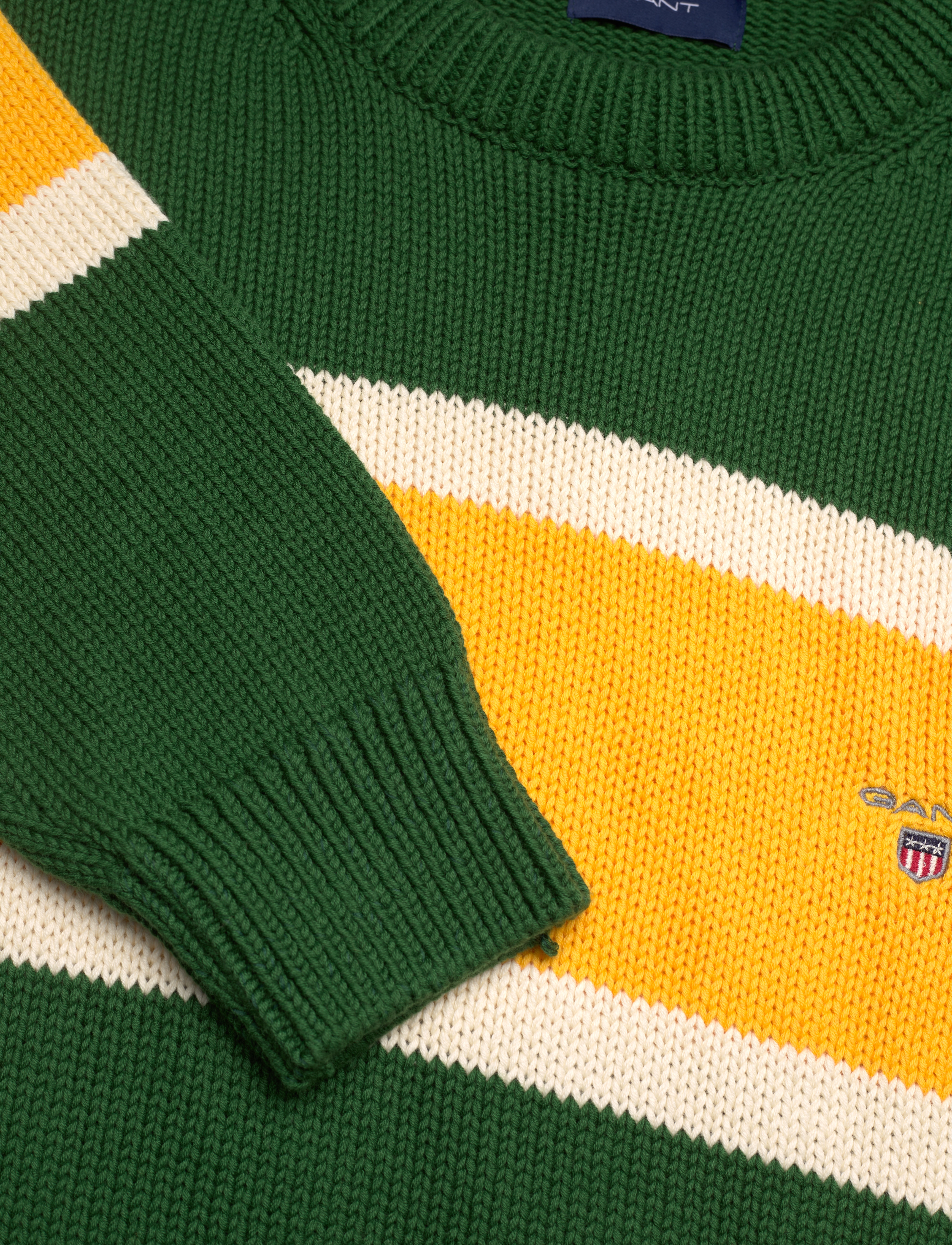 GANT - D1. BARSTRIPED C-NECK - forest green - 2