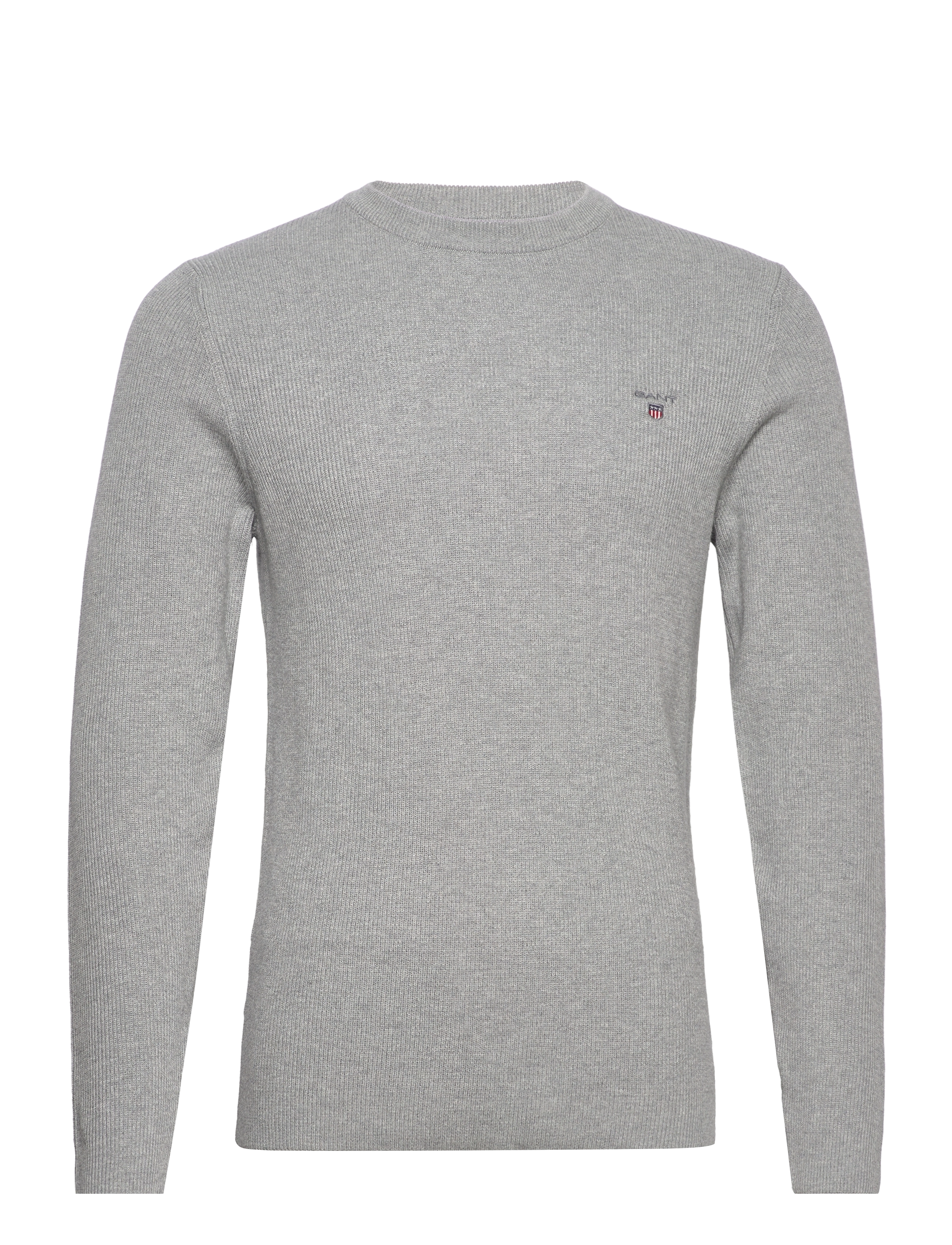 GANT - D1. RIB TEXTURE C-NECK - grey melange - 0