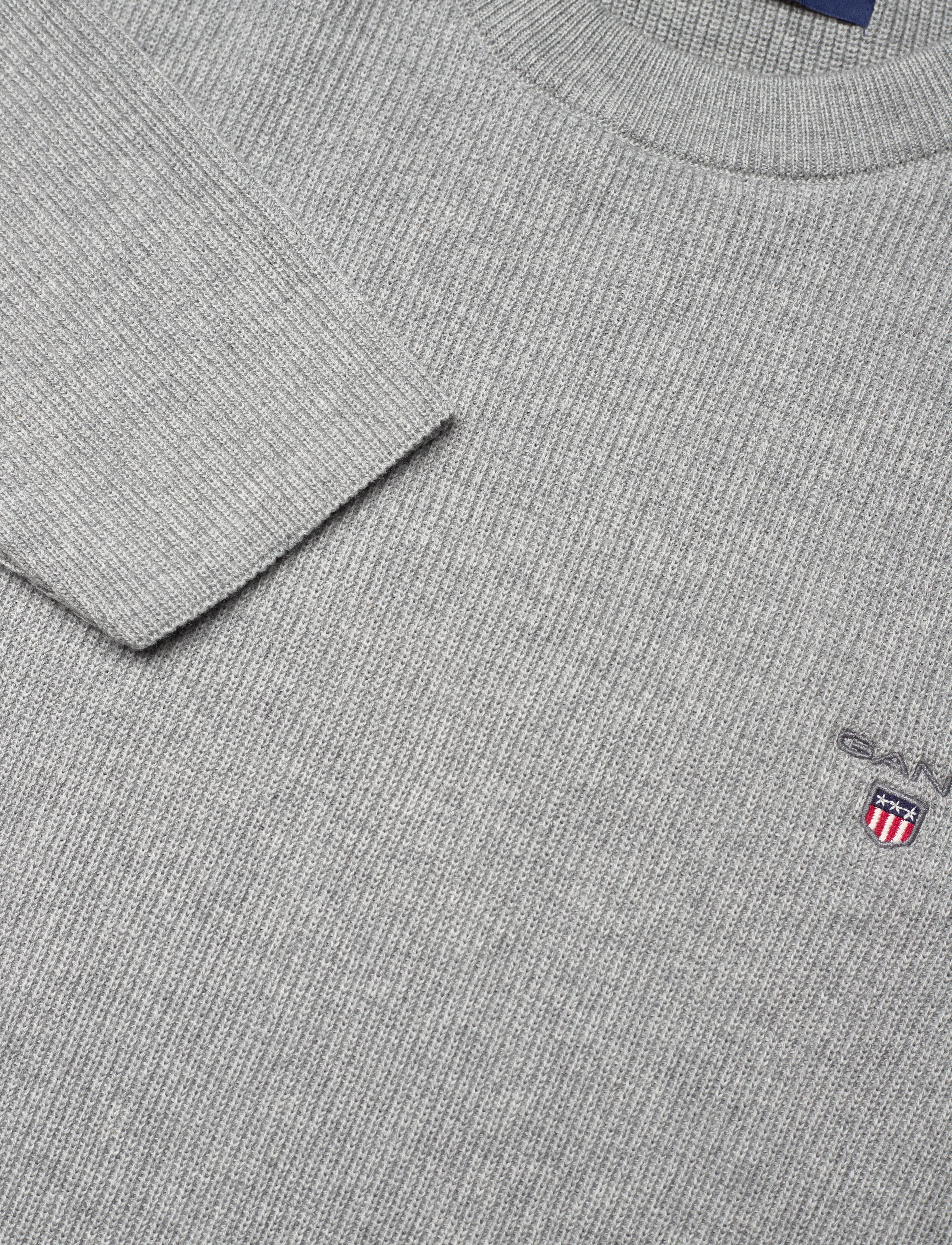 GANT - D1. RIB TEXTURE C-NECK - grey melange - 2