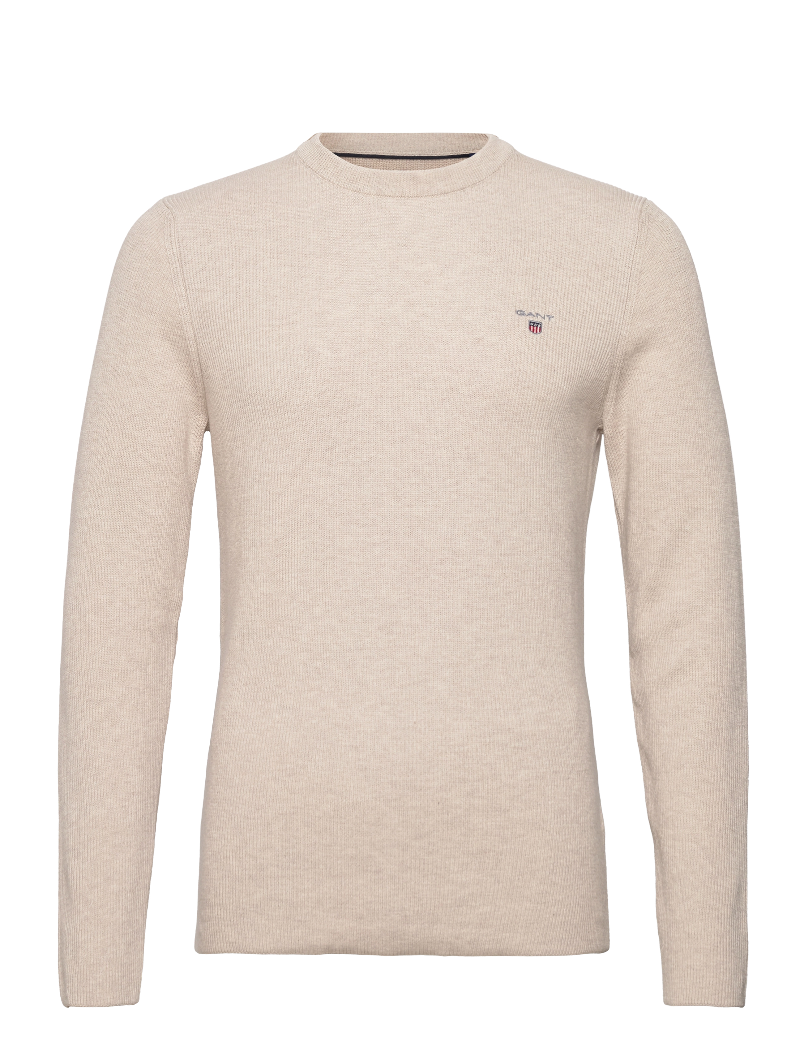 D1. RIB TEXTURE C-NECK - LIGHT BEIGE MELANGE