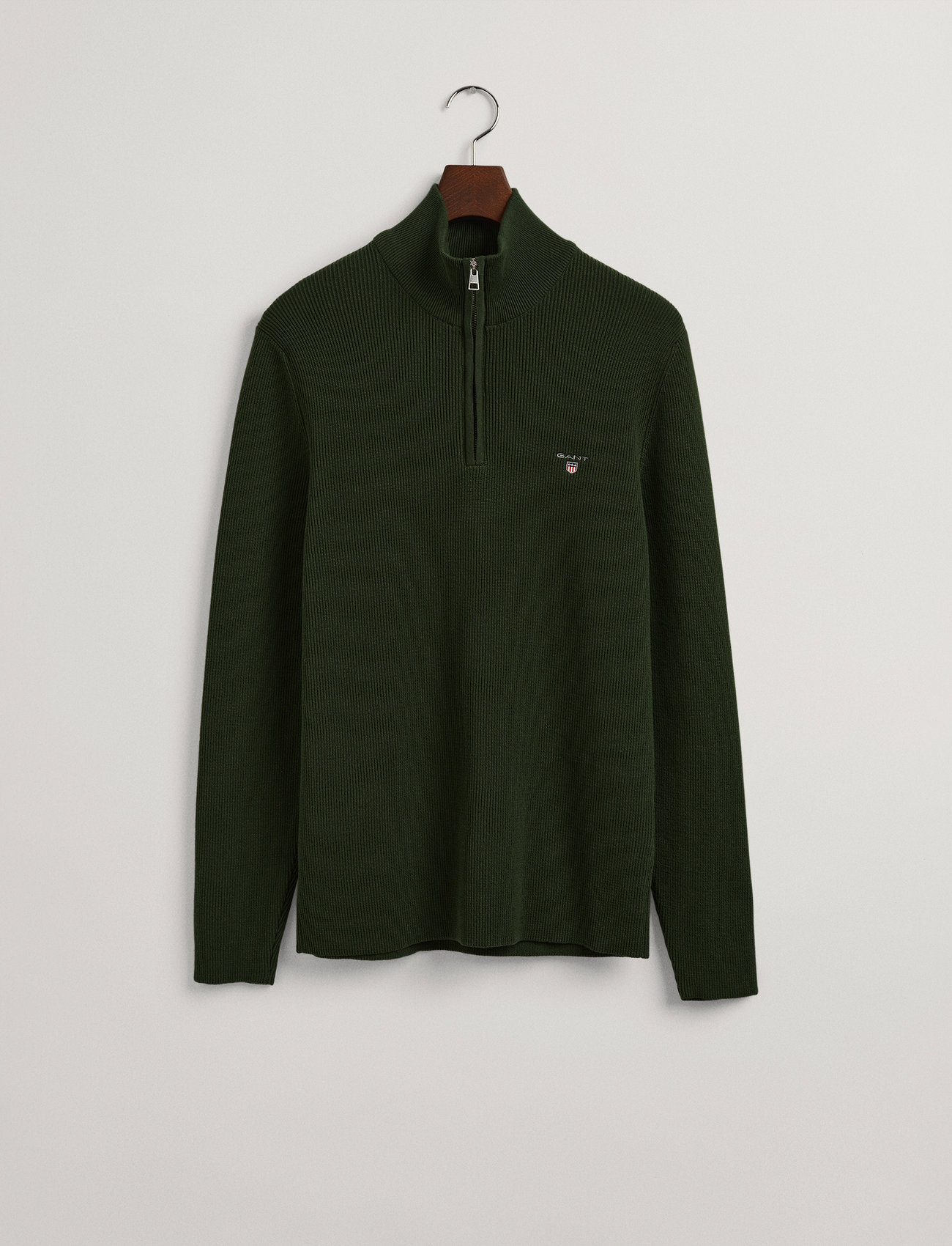 GANT - D1. RIB TEXTURE HALFZIP - storm green - 3
