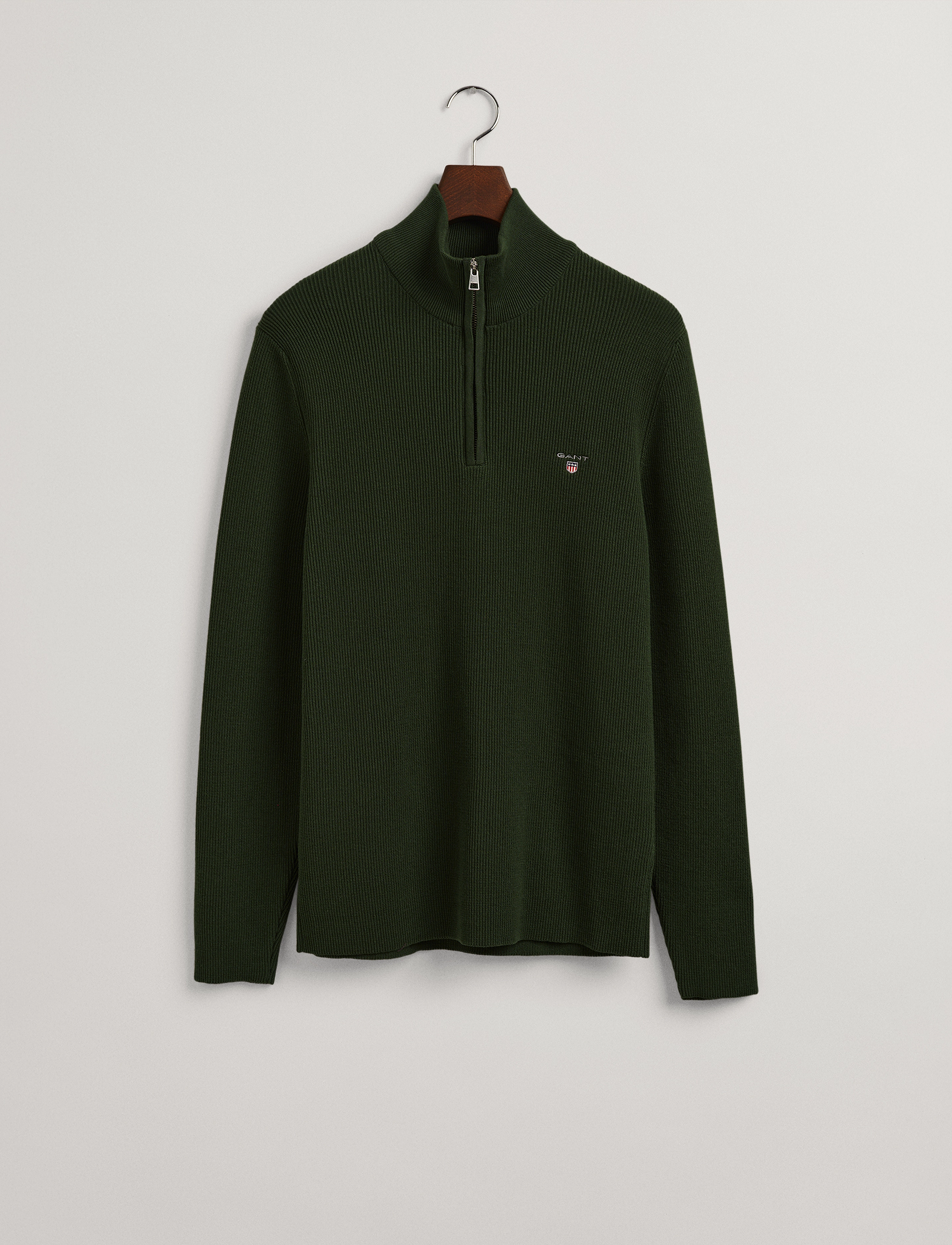 GANT - D1. RIB TEXTURE HALFZIP - storm green - 3