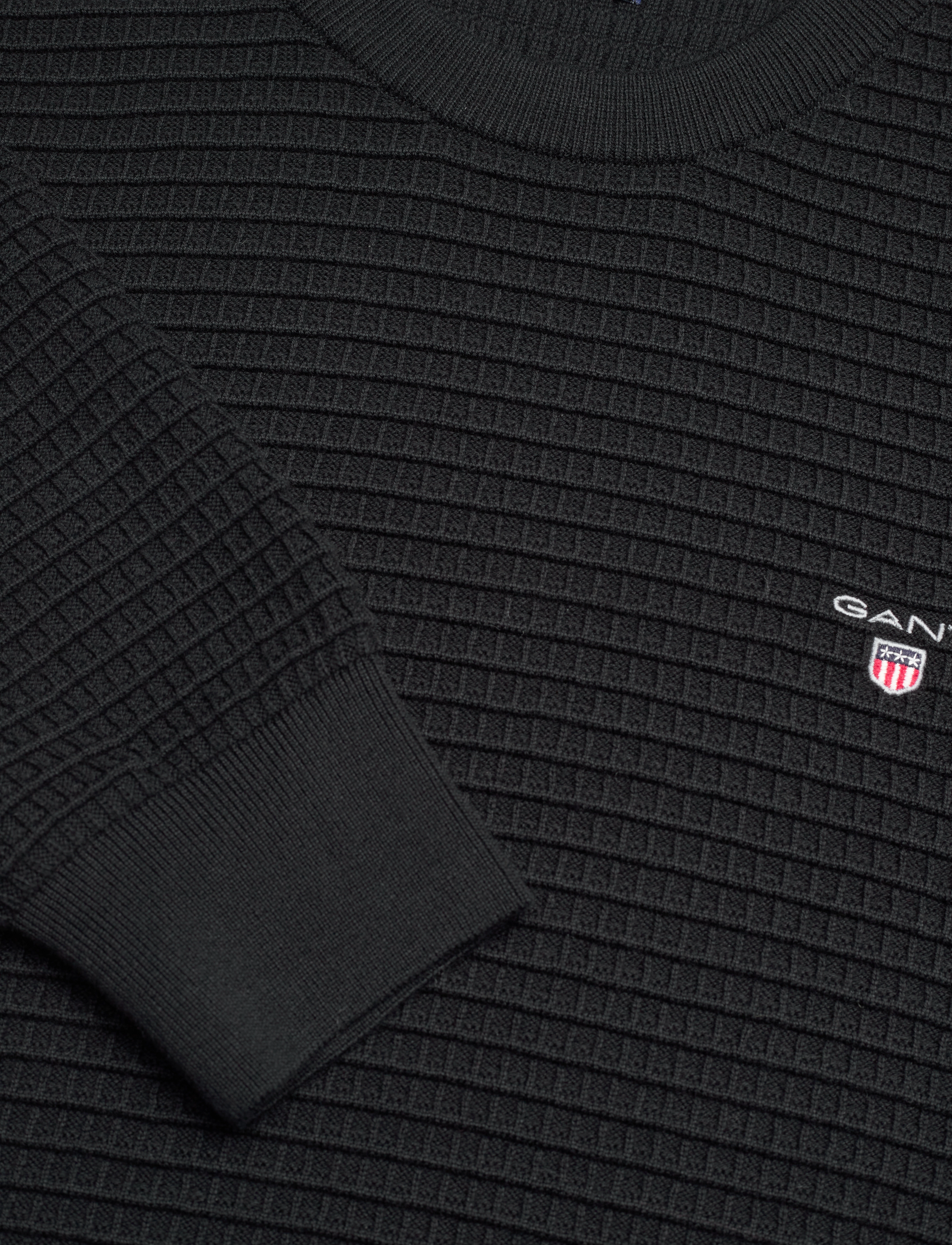 GANT - D1. COTTON TEXTURE C-NECK - black - 2