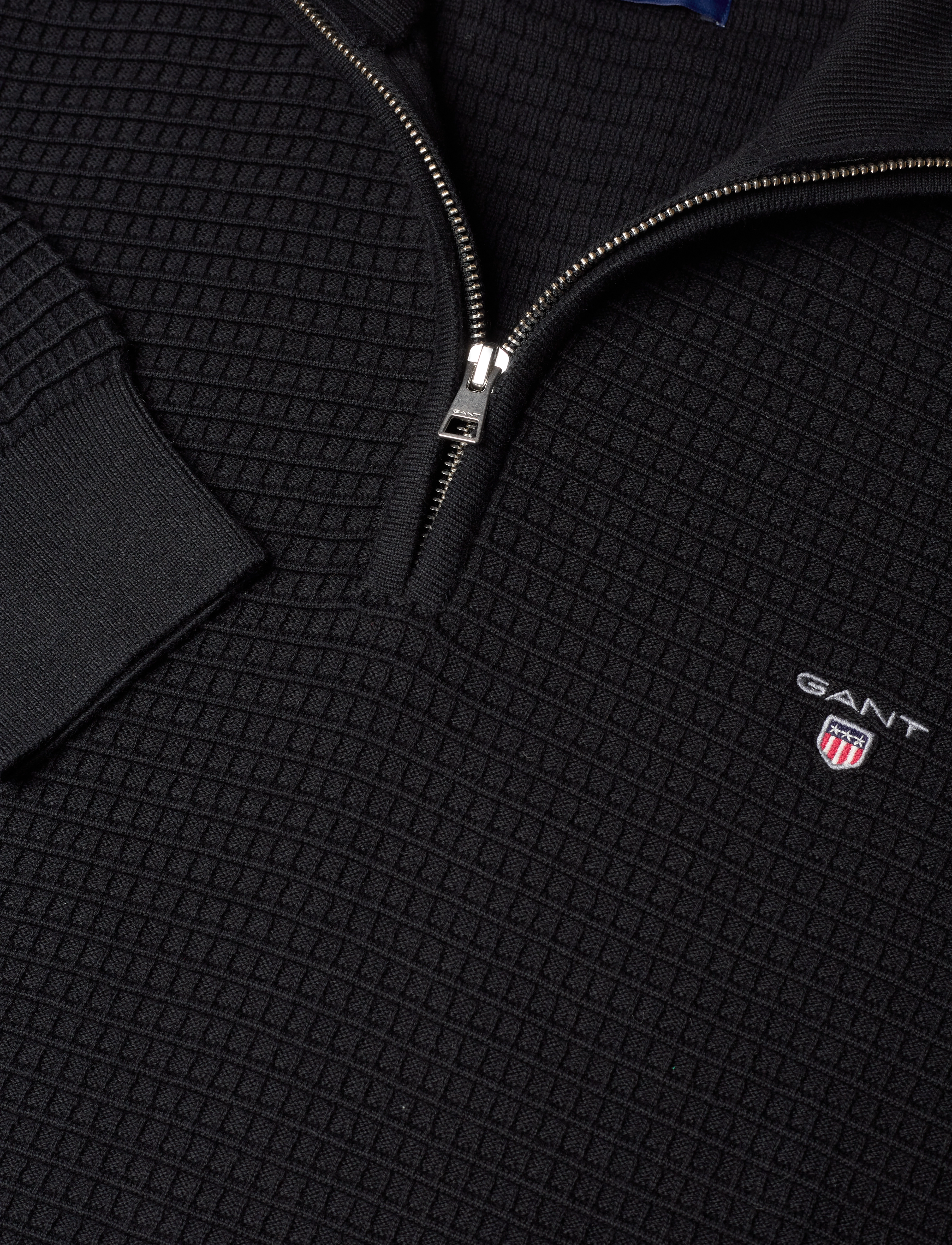GANT - D1. COTTON TEXTURE HALFZIP - black - 2