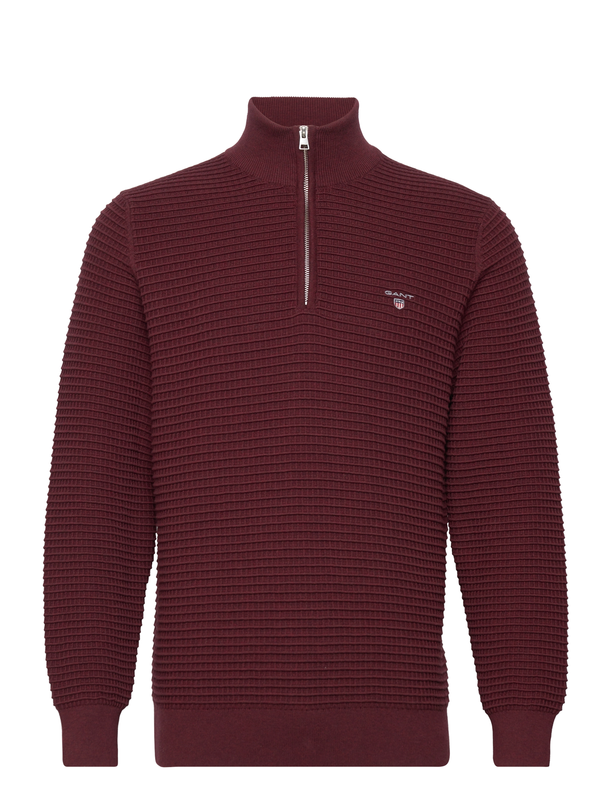 D1. COTTON TEXTURE HALFZIP - DK. BURGUNDY MEL
