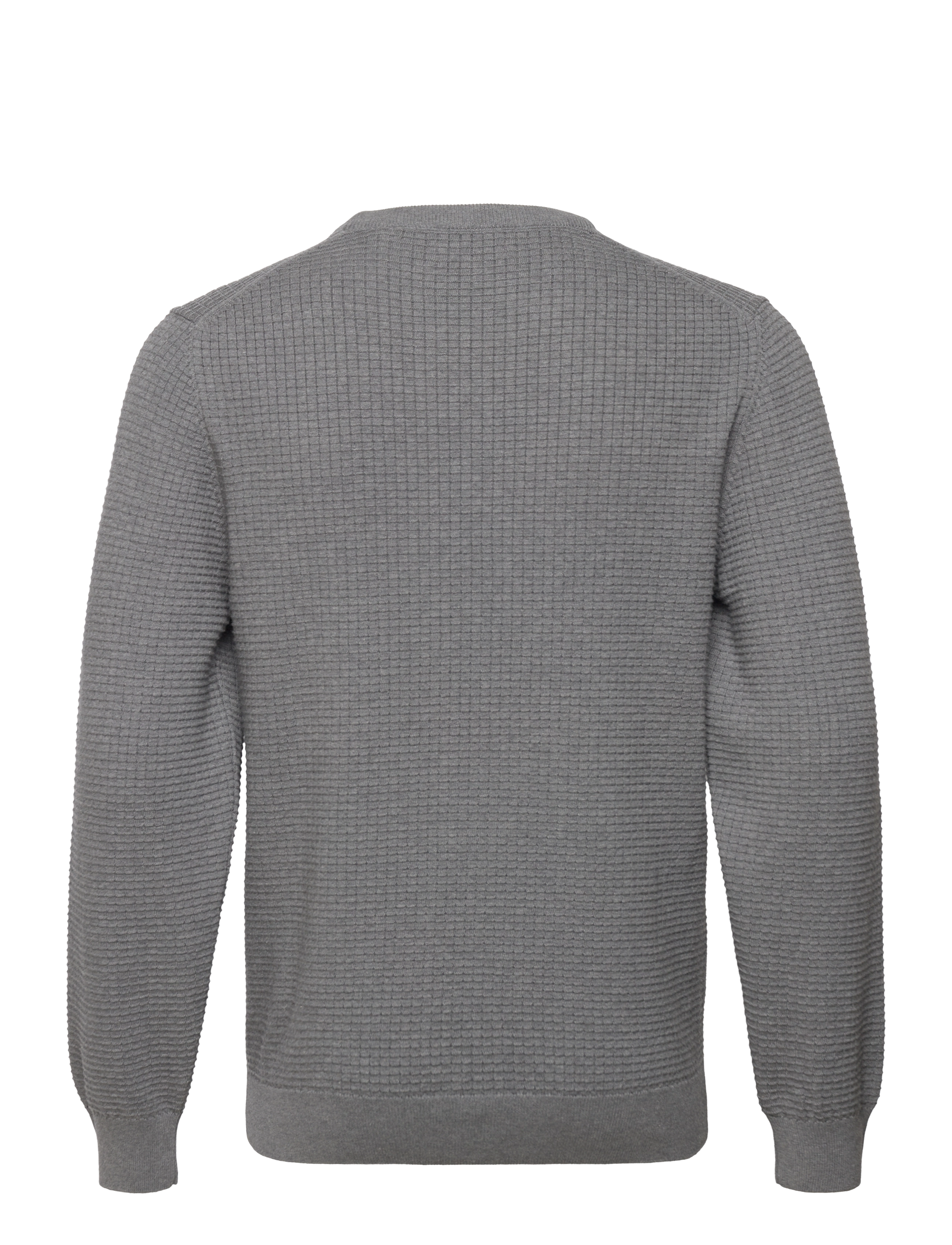 GANT - D2. COTTON TEXTURE C-NECK - dark grey melange - 1