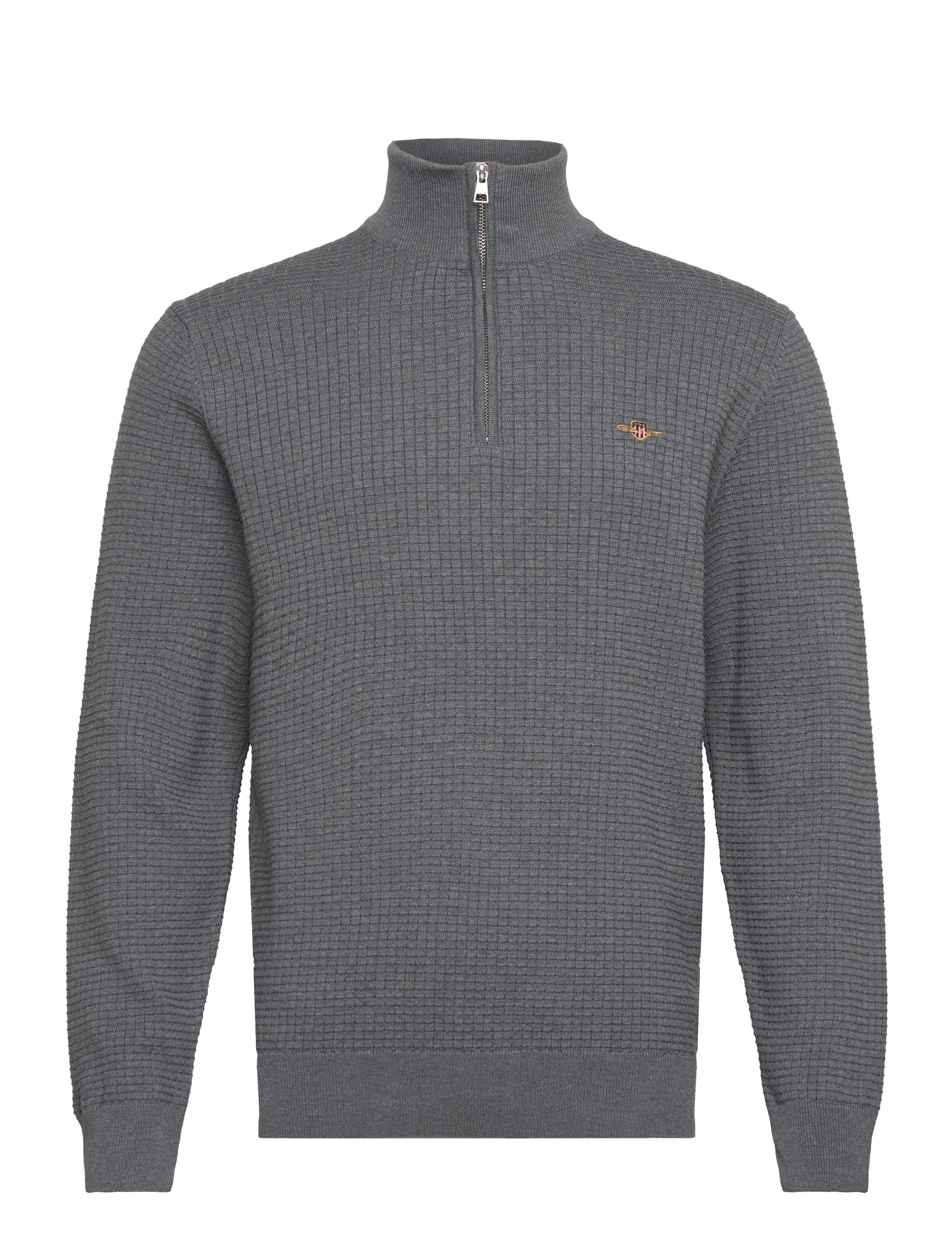 GANT - D2. COTTON TEXTURE HALFZIP - dark grey melange - 0