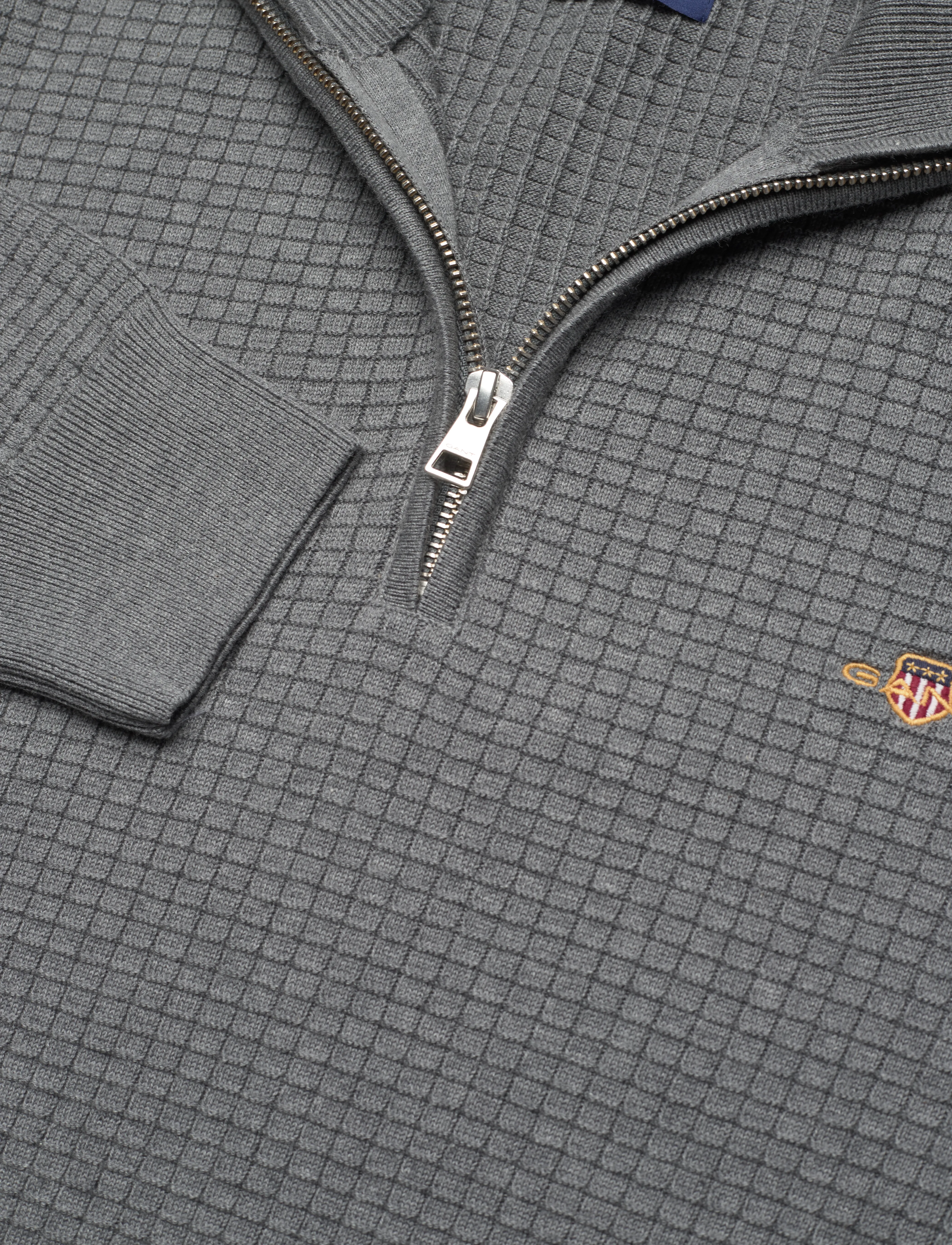 GANT - D2. COTTON TEXTURE HALFZIP - dark grey melange - 2
