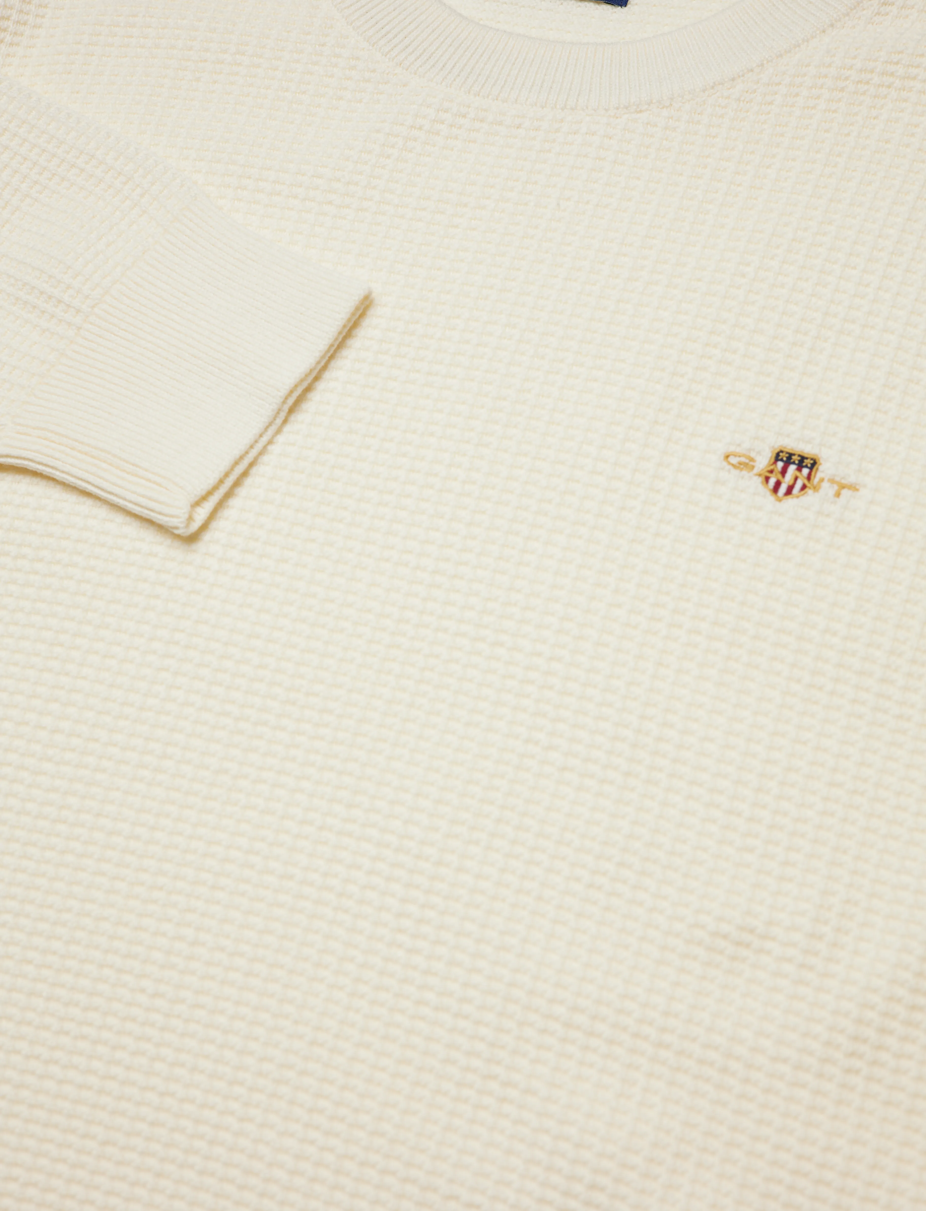 GANT - COTTON TEXTURE C-NECK - cream - 2