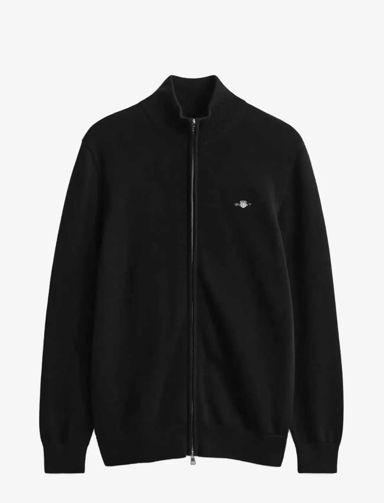 GANT - CASUAL COTTON ZIP CARDIGAN - full zip tröjor - black - 1