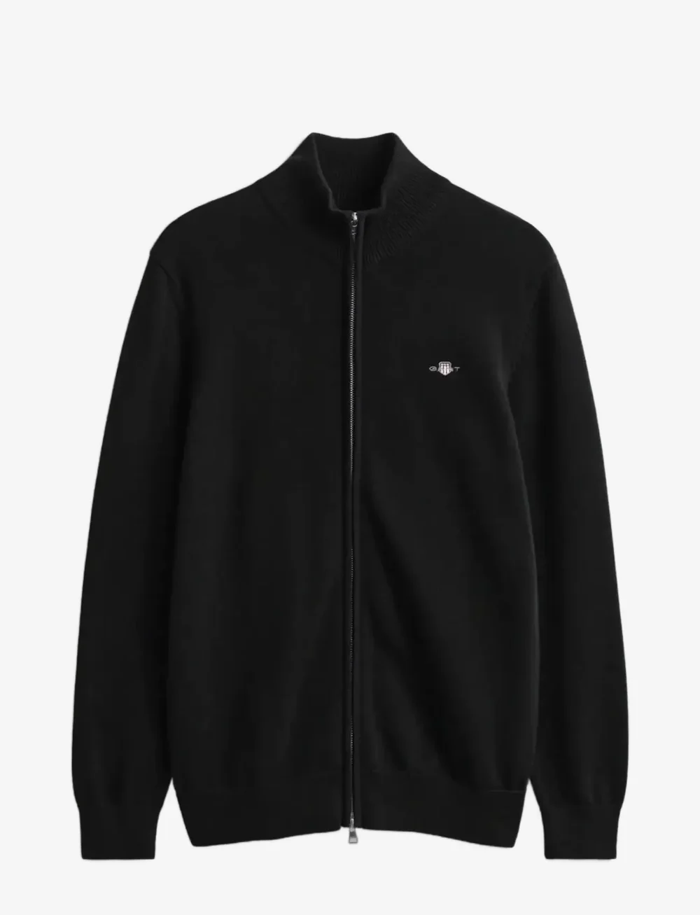 GANT - CASUAL COTTON ZIP CARDIGAN - pullover mit durchgehendem reißverschluss - black - 1