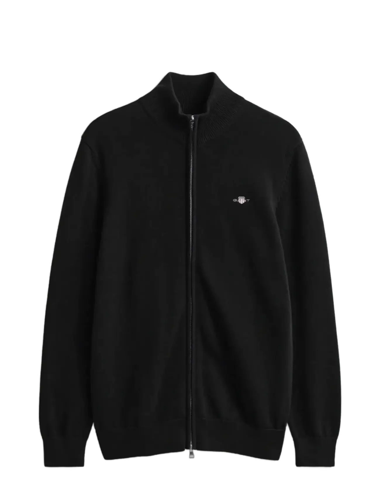 Gant Cotton Knit Zip Cardigan - Pullover mit durchgehendem Reißverschluss - BLACK / black