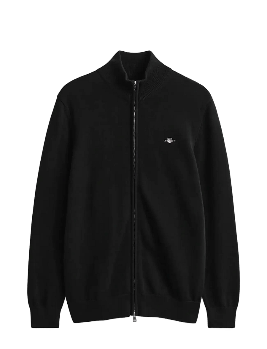Gant - Cotton Knit Zip Cardigan - vesten - black - 1