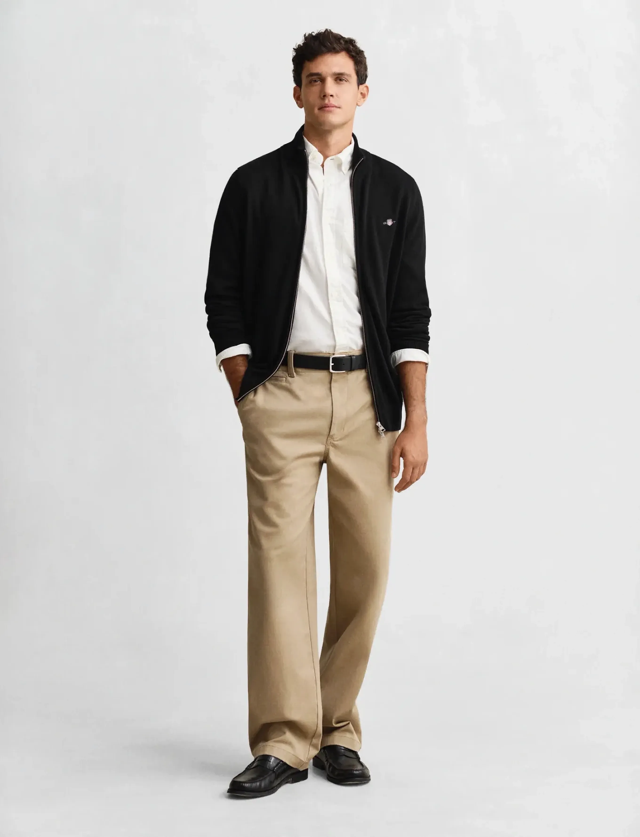 Gant - Cotton Knit Zip Cardigan - full zip jumpers - black - 5