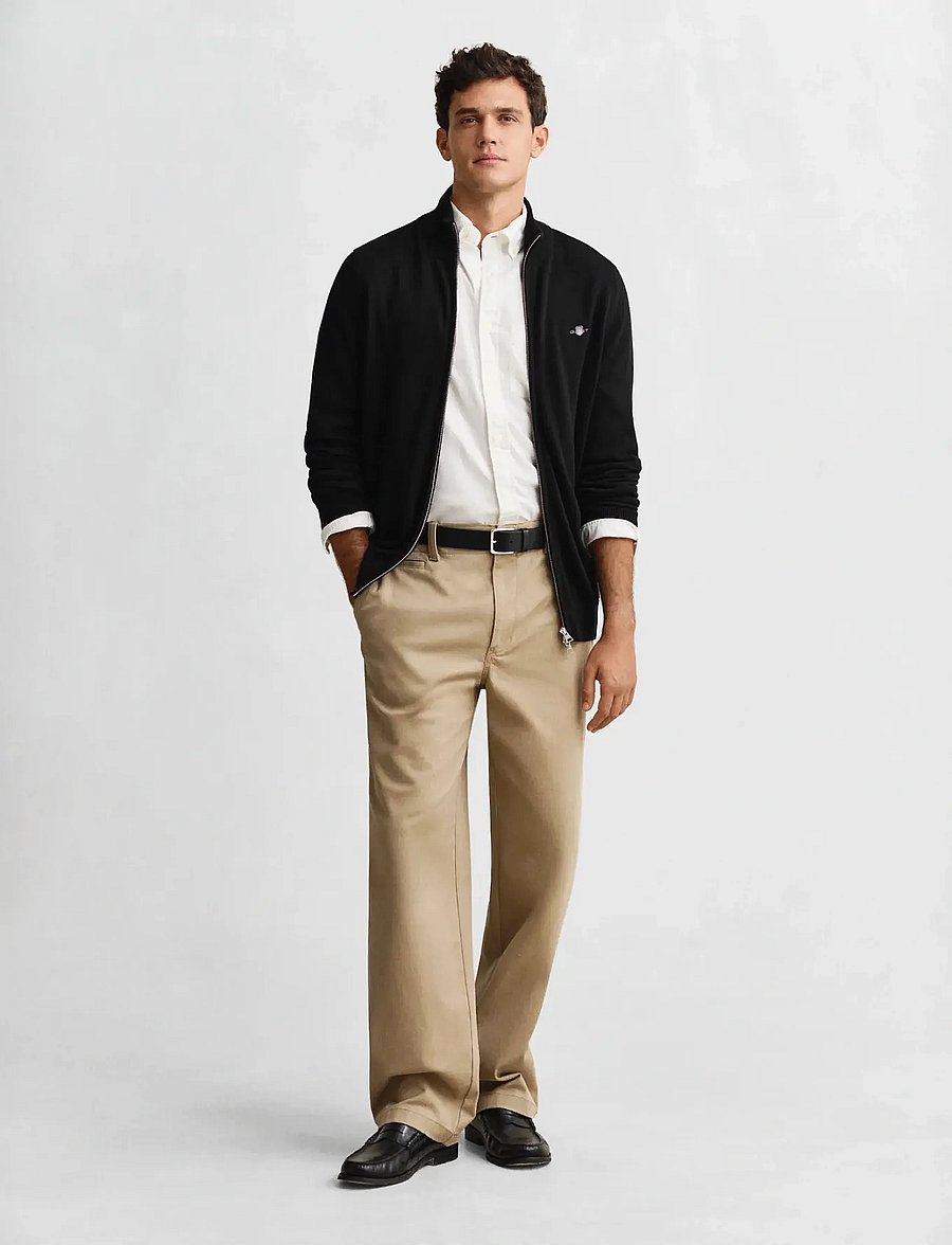 Gant - Cotton Knit Zip Cardigan - vesten - black - 5