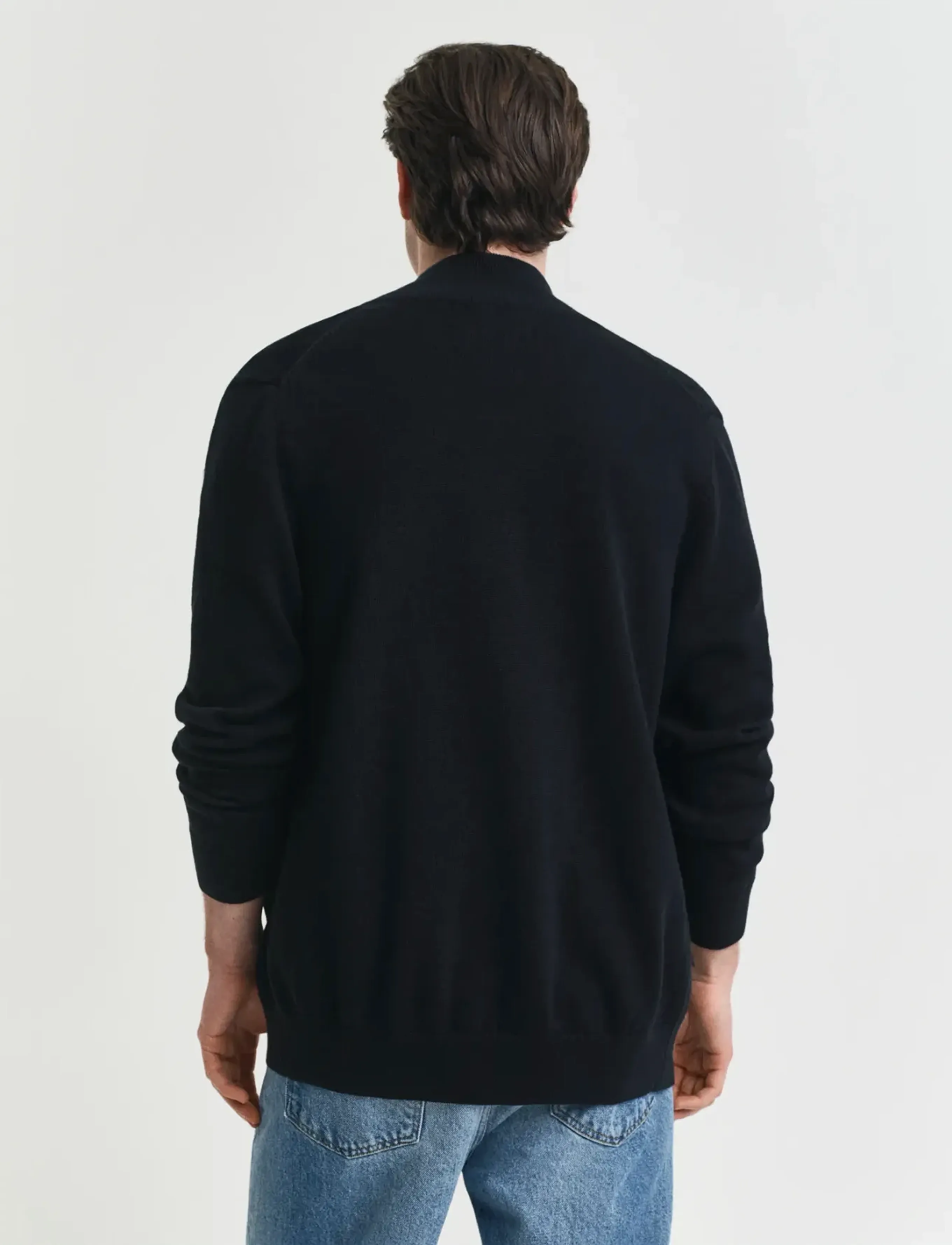 Gant Cotton Knit Zip Cardigan - Pullover mit durchgehendem Reißverschluss - BLACK / black