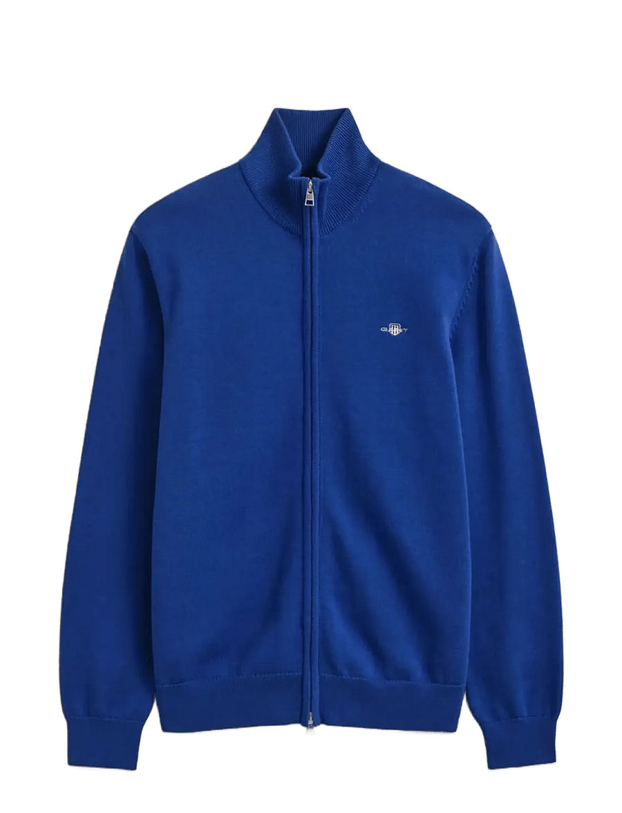 Gant - Cotton Knit Zip Cardigan - cardigans - crisp blue - 1
