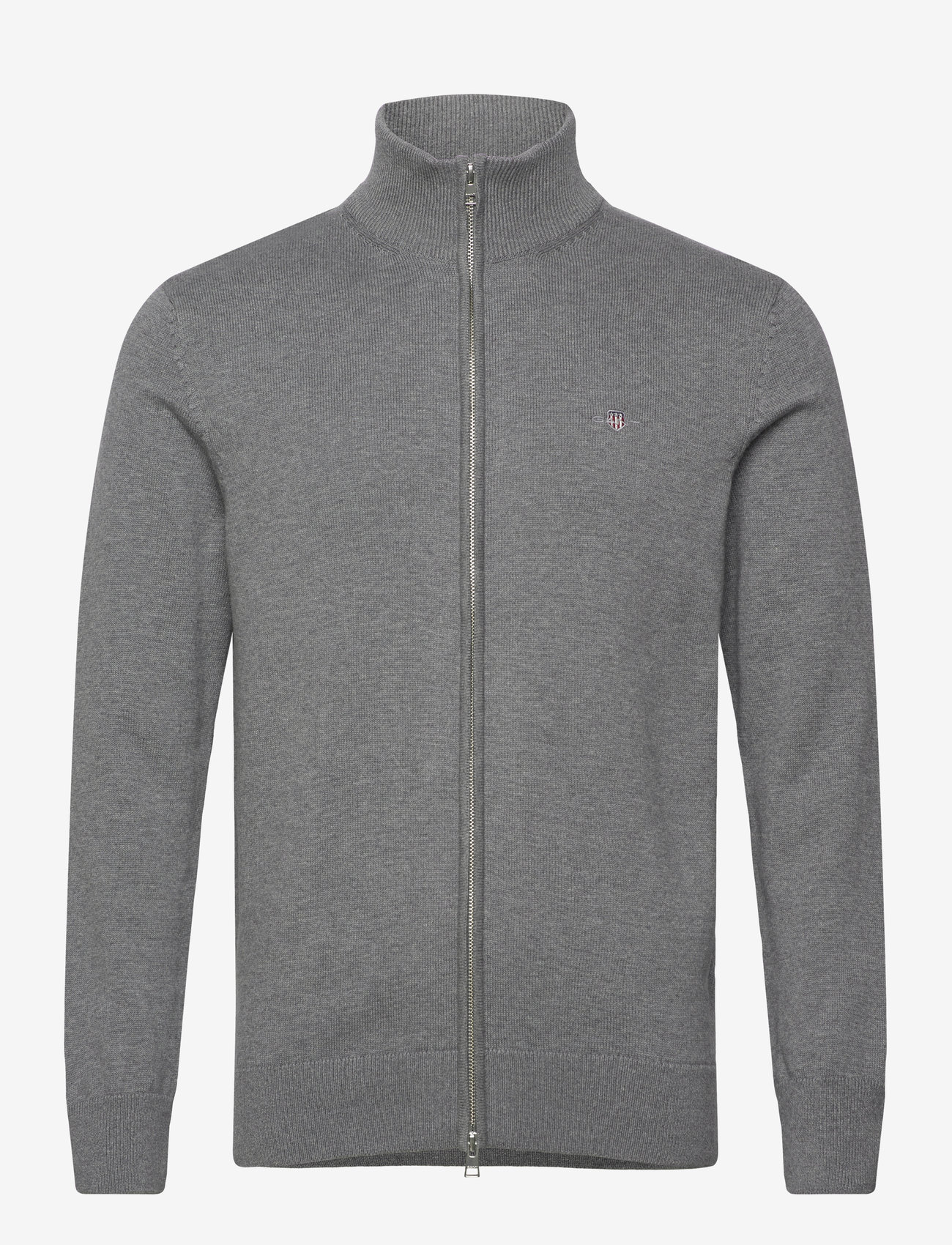 Gant - Cotton Knit Zip Cardigan - pullover mit durchgehendem reißverschluss - dark grey melange - 1