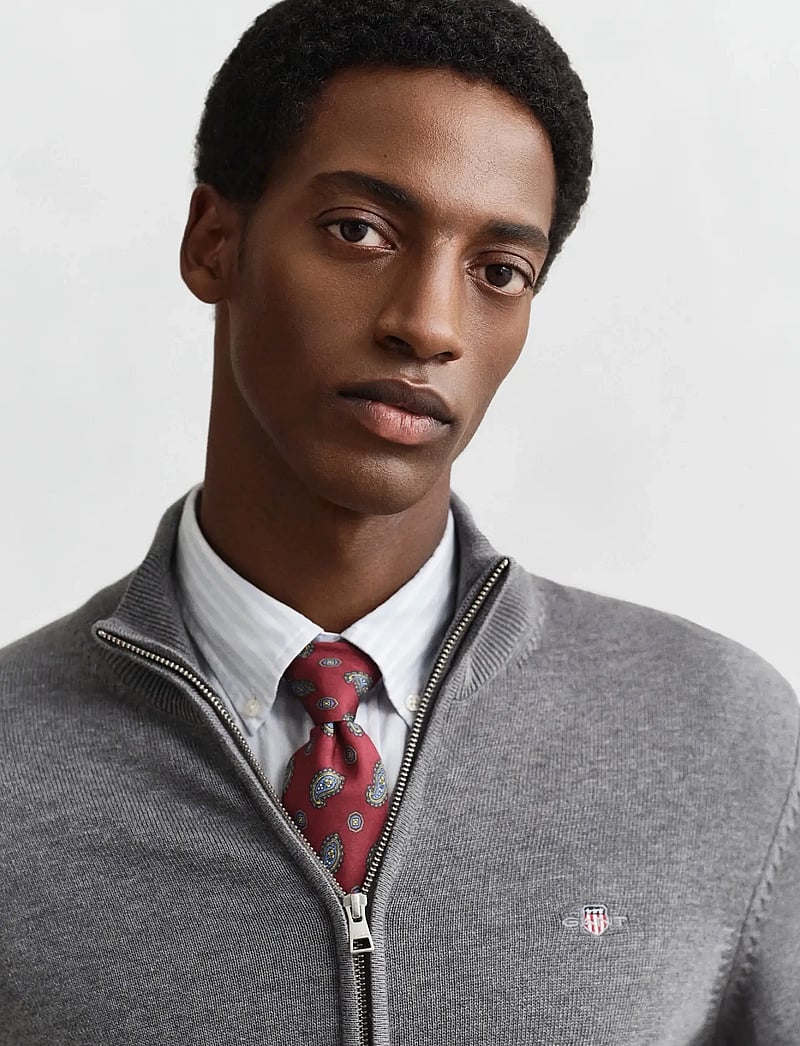 GANT - CASUAL COTTON ZIP CARDIGAN - full zip jumpers - dark grey melange - 4