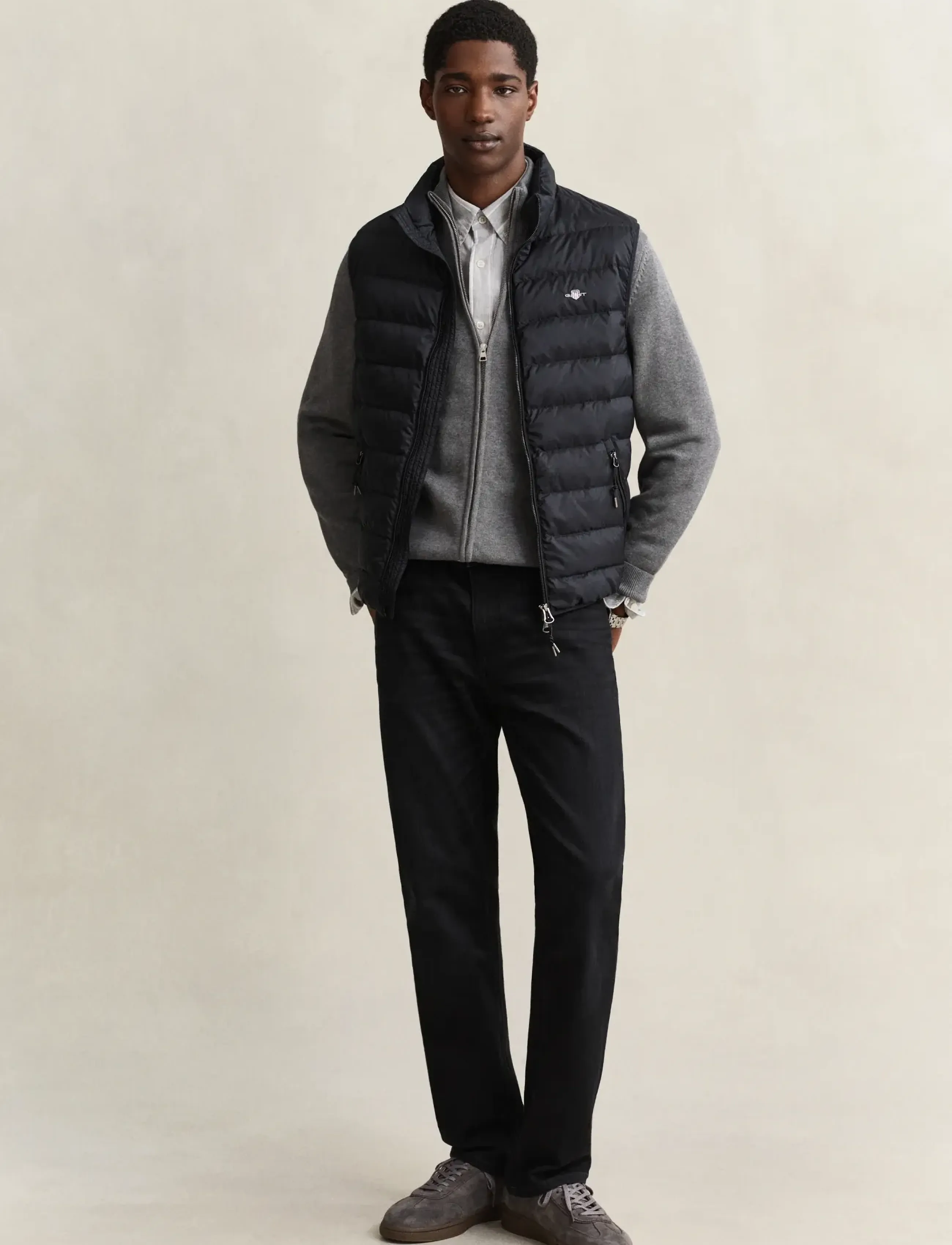 Gant - CASUAL COTTON ZIP CARDIGAN - cardigans - dark grey melange - 5
