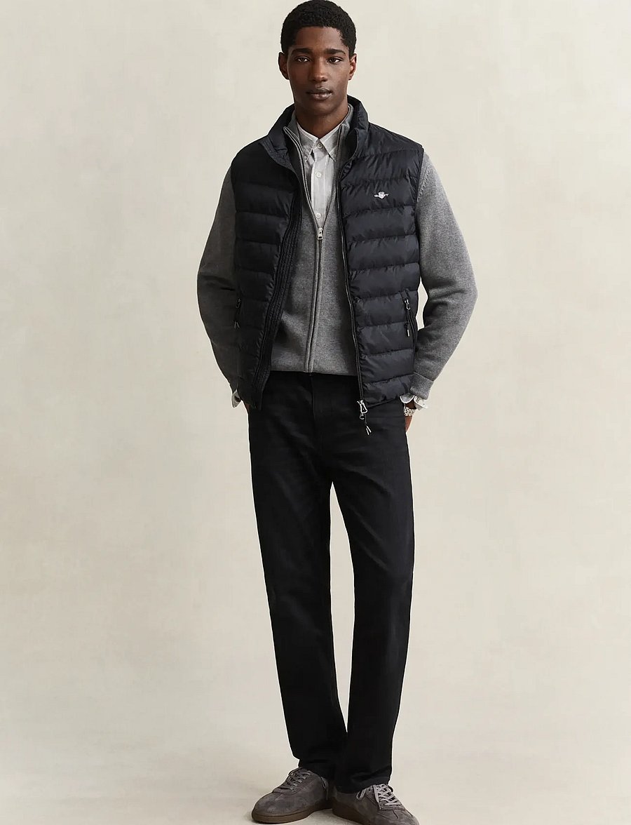 Gant - CASUAL COTTON ZIP CARDIGAN - cardigans - dark grey melange - 5