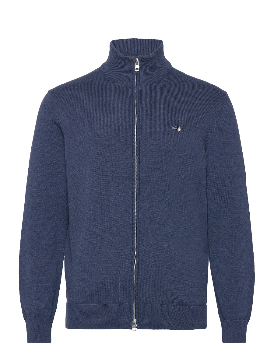 Gant - Cotton Knit Zip Cardigan - cardigans - dark jeansblue melange - 0