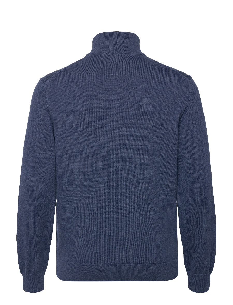 Gant - Cotton Knit Zip Cardigan - cardigans - dark jeansblue melange - 1