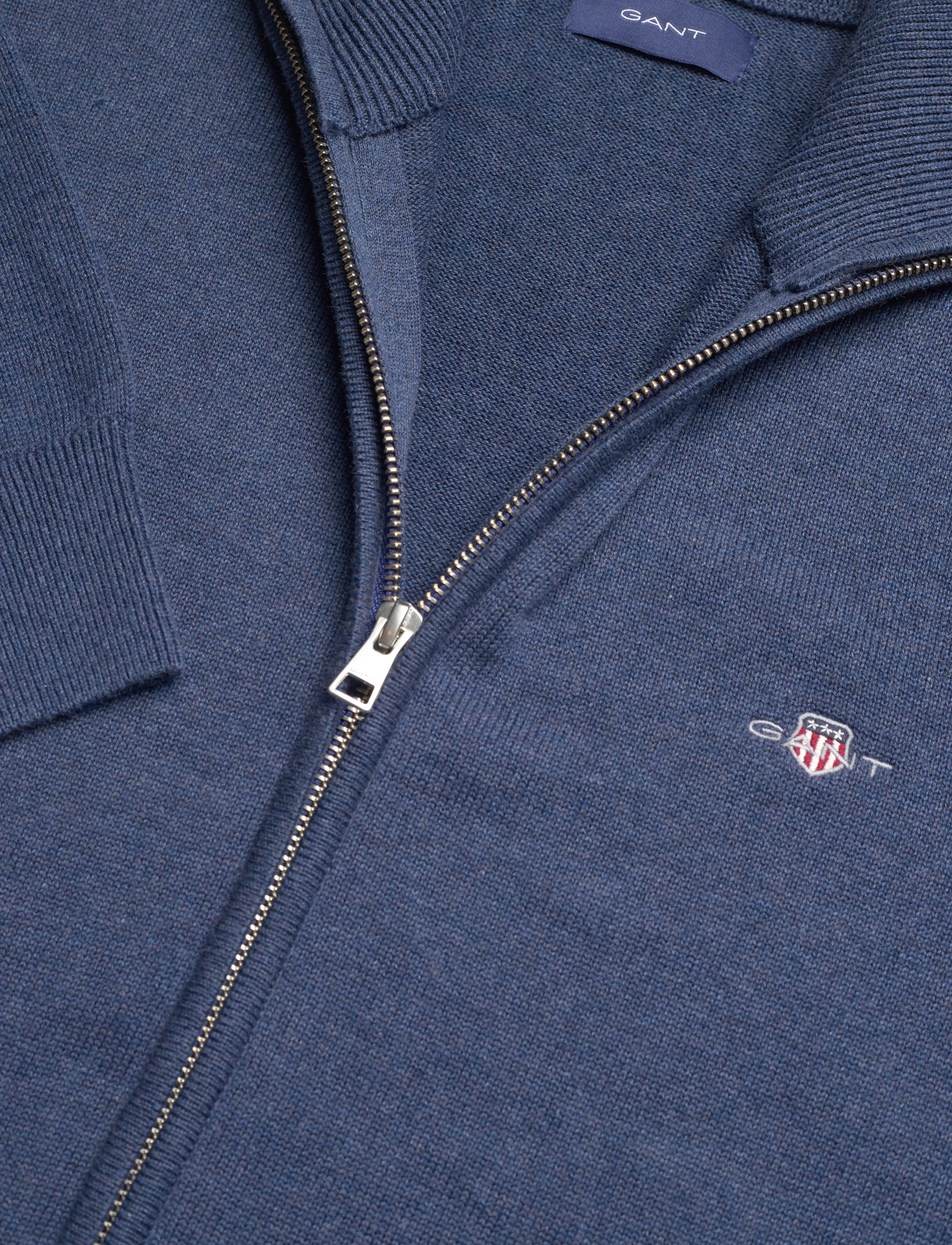 Gant - Cotton Knit Zip Cardigan - cardigans - dark jeansblue melange - 2
