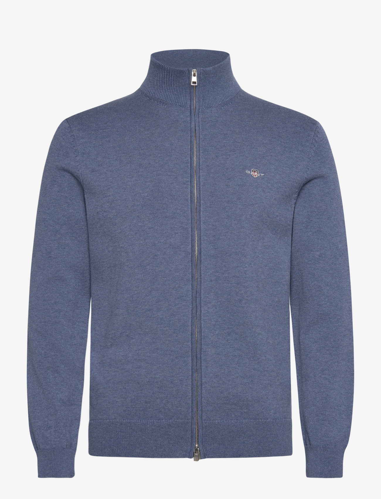 Gant - Cotton Knit Zip Cardigan - pullover mit durchgehendem reißverschluss - denim blue melange - 1