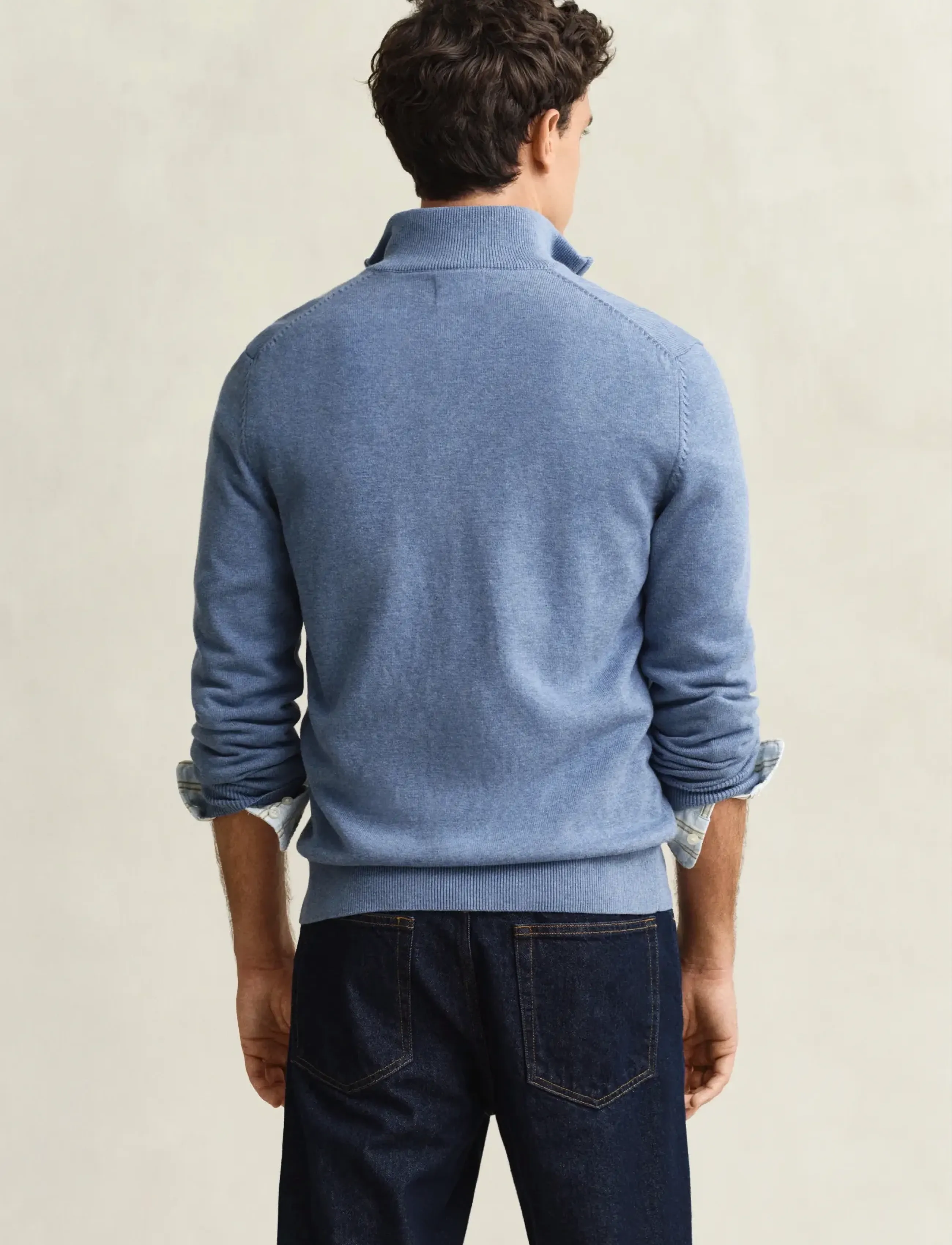Gant - Cotton Knit Zip Cardigan - cardigans - denim blue melange - 3