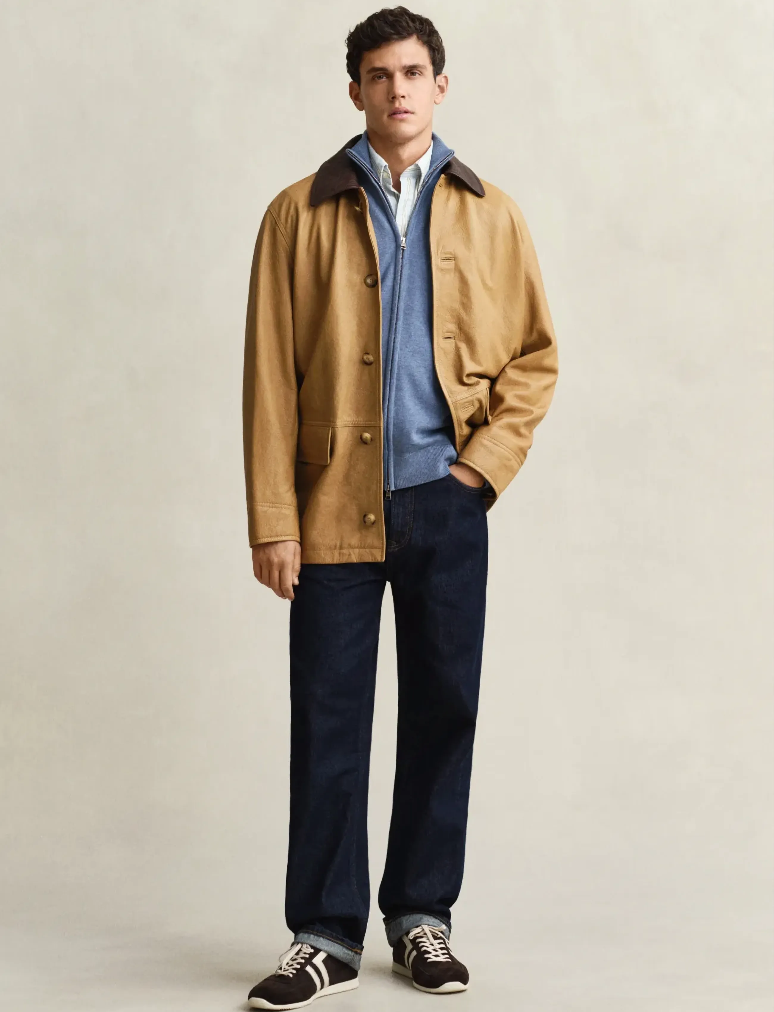 Gant - Cotton Knit Zip Cardigan - cardigans - denim blue melange - 5