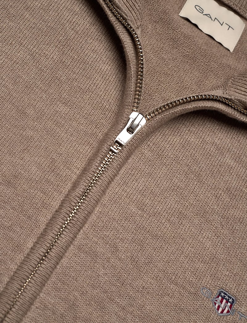 GANT - CASUAL COTTON ZIP CARDIGAN - full zip tröjor - dk. sand melange - 2