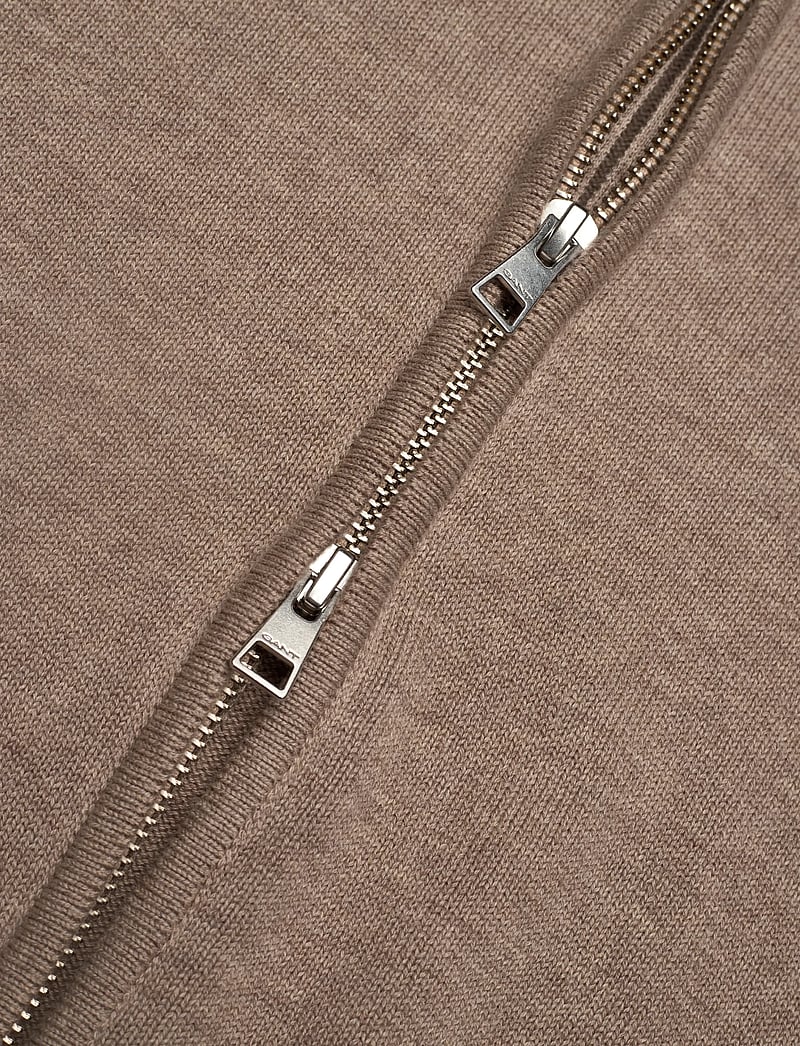 GANT - CASUAL COTTON ZIP CARDIGAN - full zip tröjor - dk. sand melange - 3