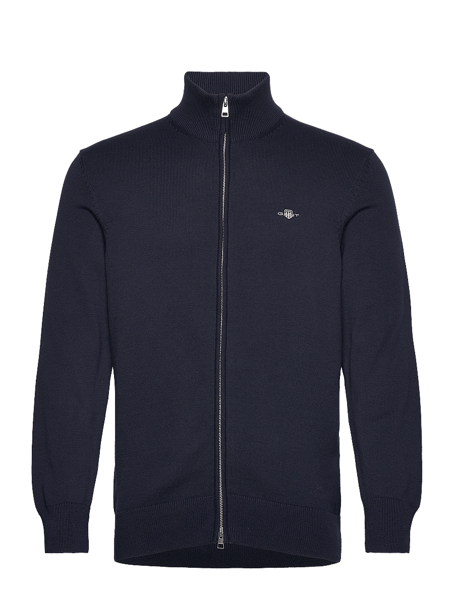 Gant - Cotton Knit Zip Cardigan - fullzip strik - evening blue - 1