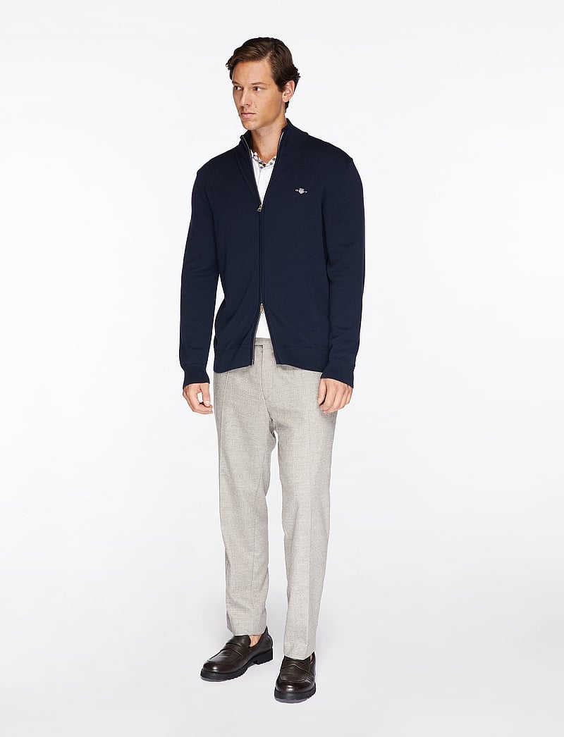 GANT - CASUAL COTTON ZIP CARDIGAN - full zip jumpers - evening blue - 4