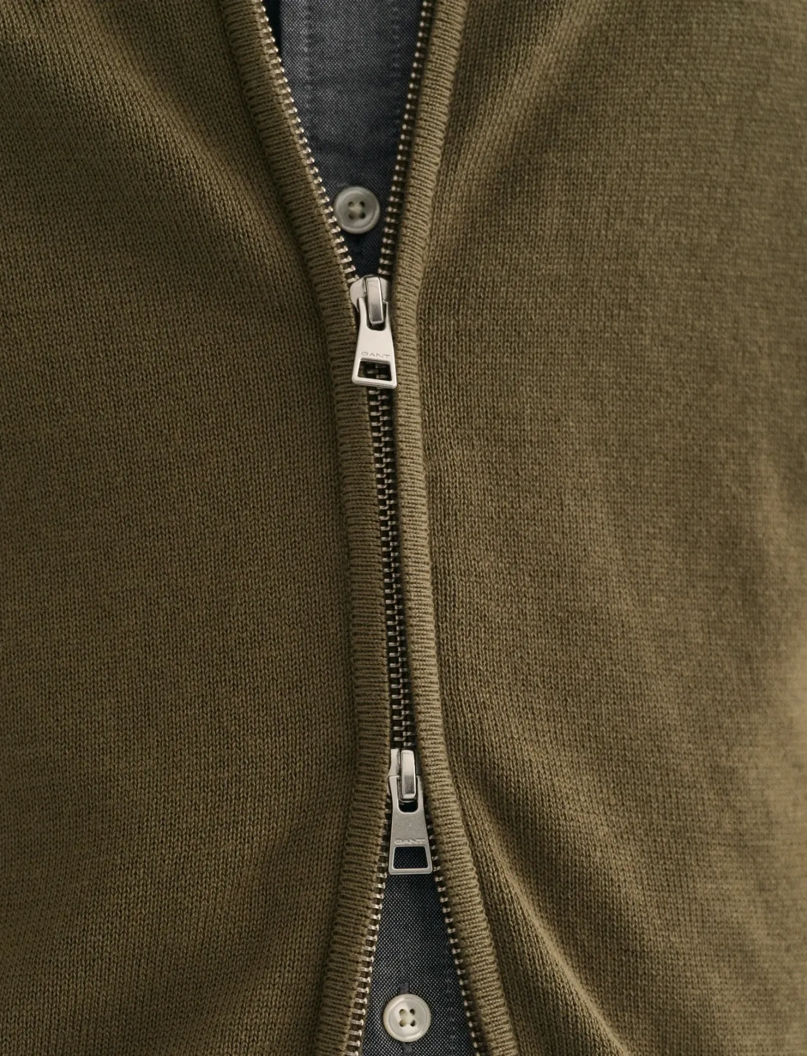 Gant - Cotton Knit Zip Cardigan - strickjacken - juniper green - 4