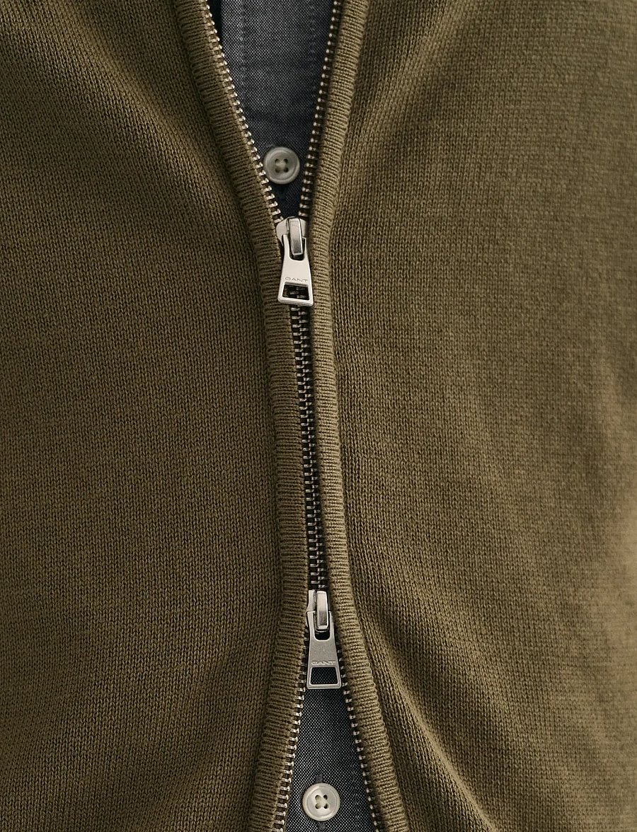 Gant - Cotton Knit Zip Cardigan - strickjacken - juniper green - 4